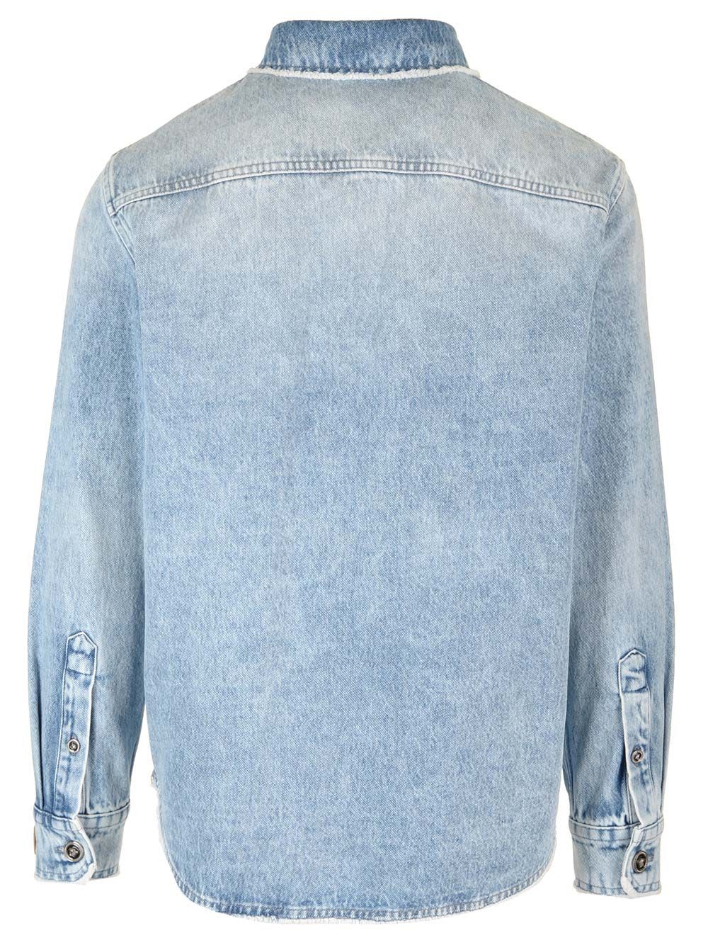 Shop Versace Stonewashed Denim Shirt In Light Blue