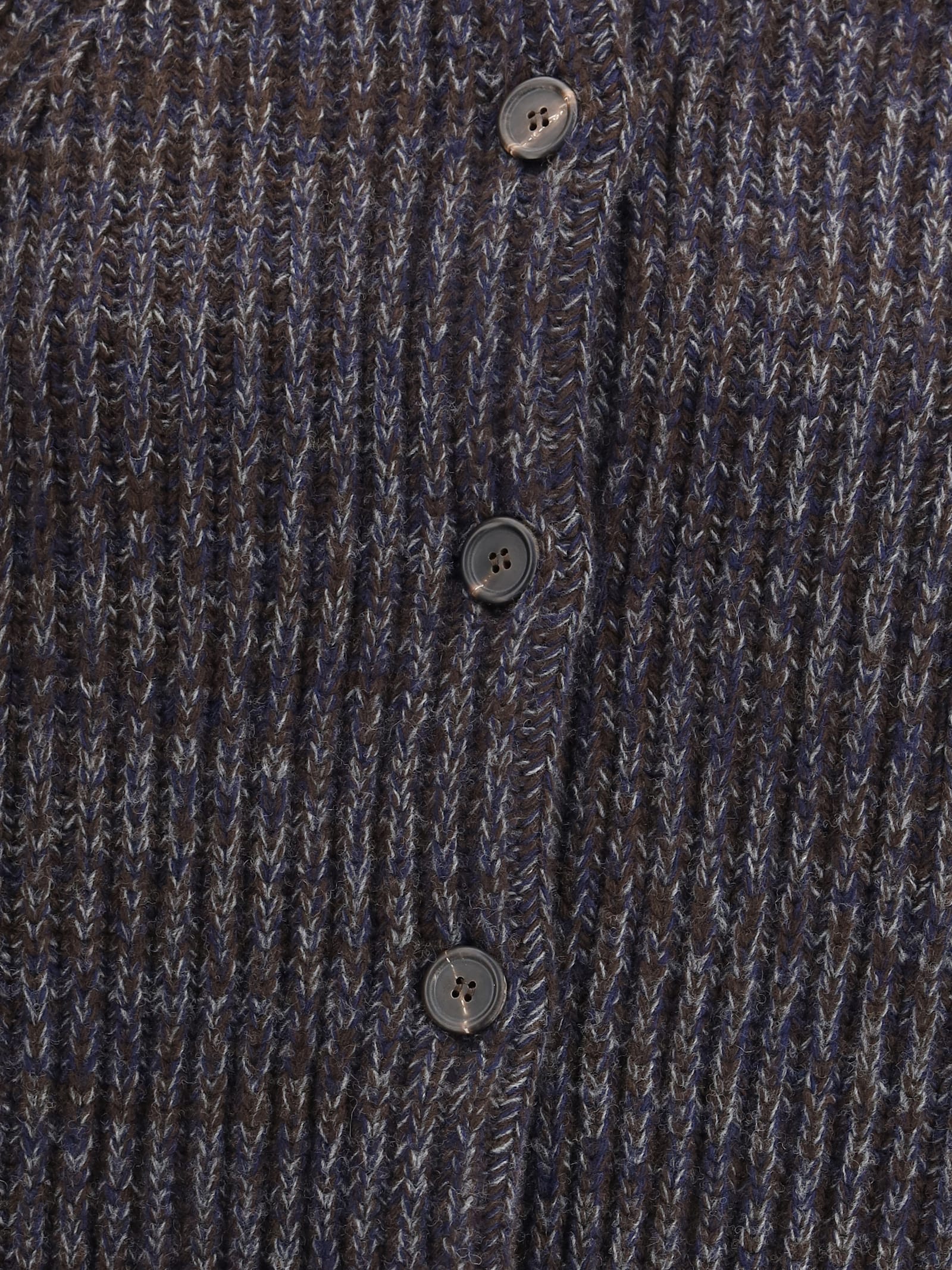 Prada Crew Neck Sweater With Button Closure In Gray