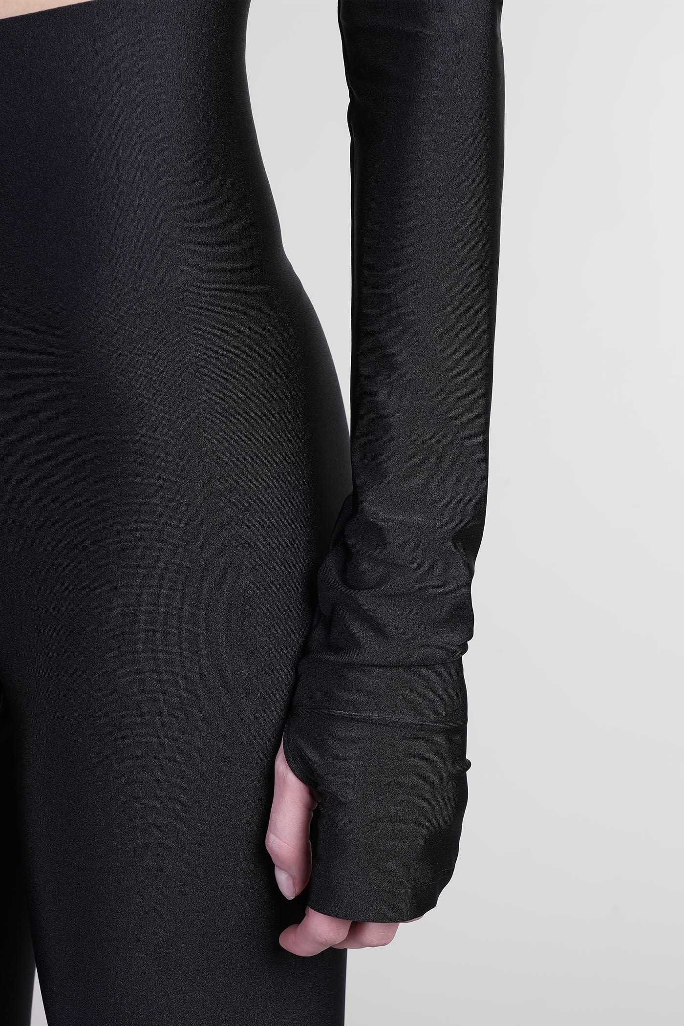 The Andamane High Neck Long Sleeve Open Back Bodysuit In Black