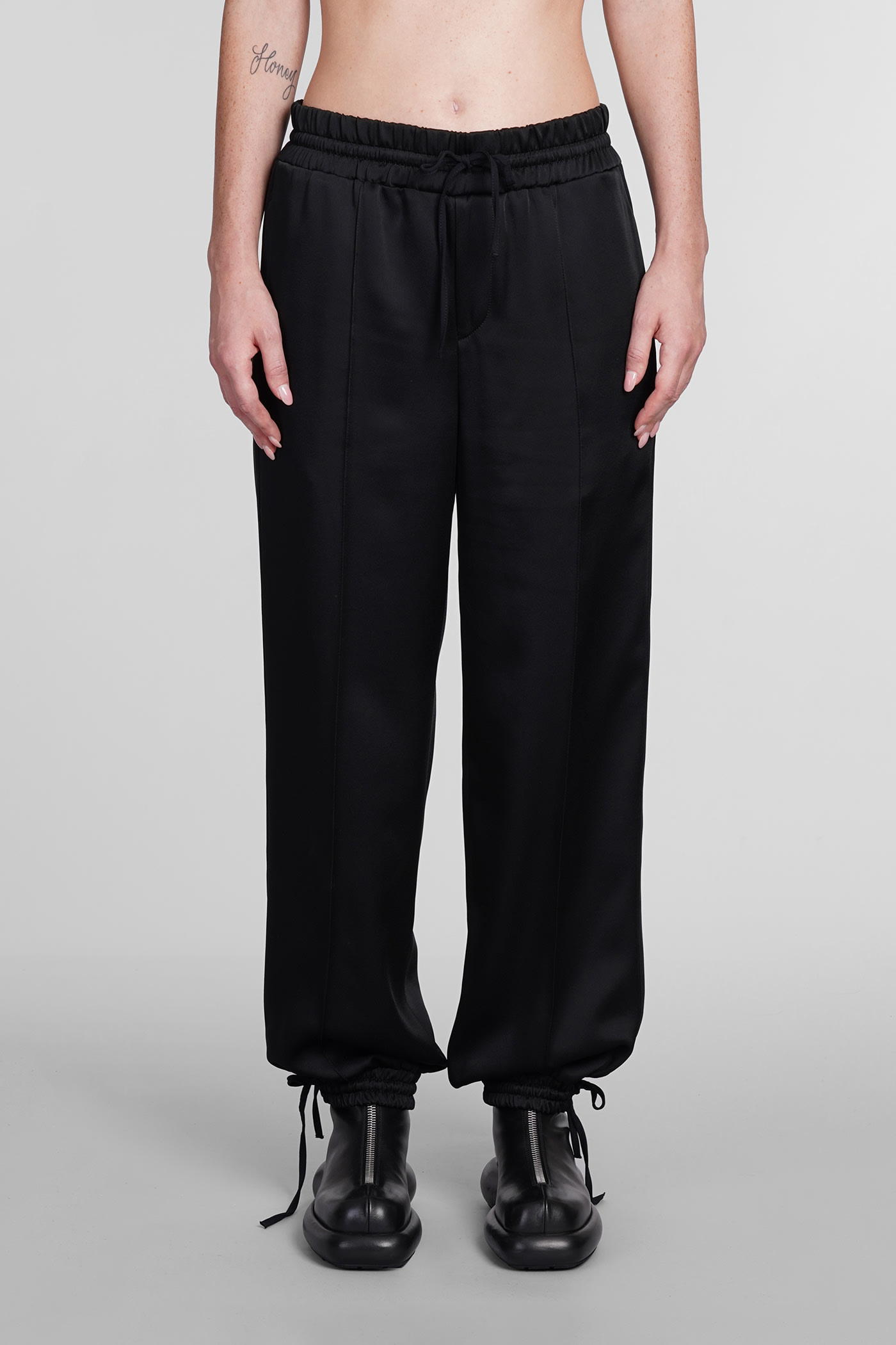 Jil Sander Drawstring-waist Tapered Trousers In Black