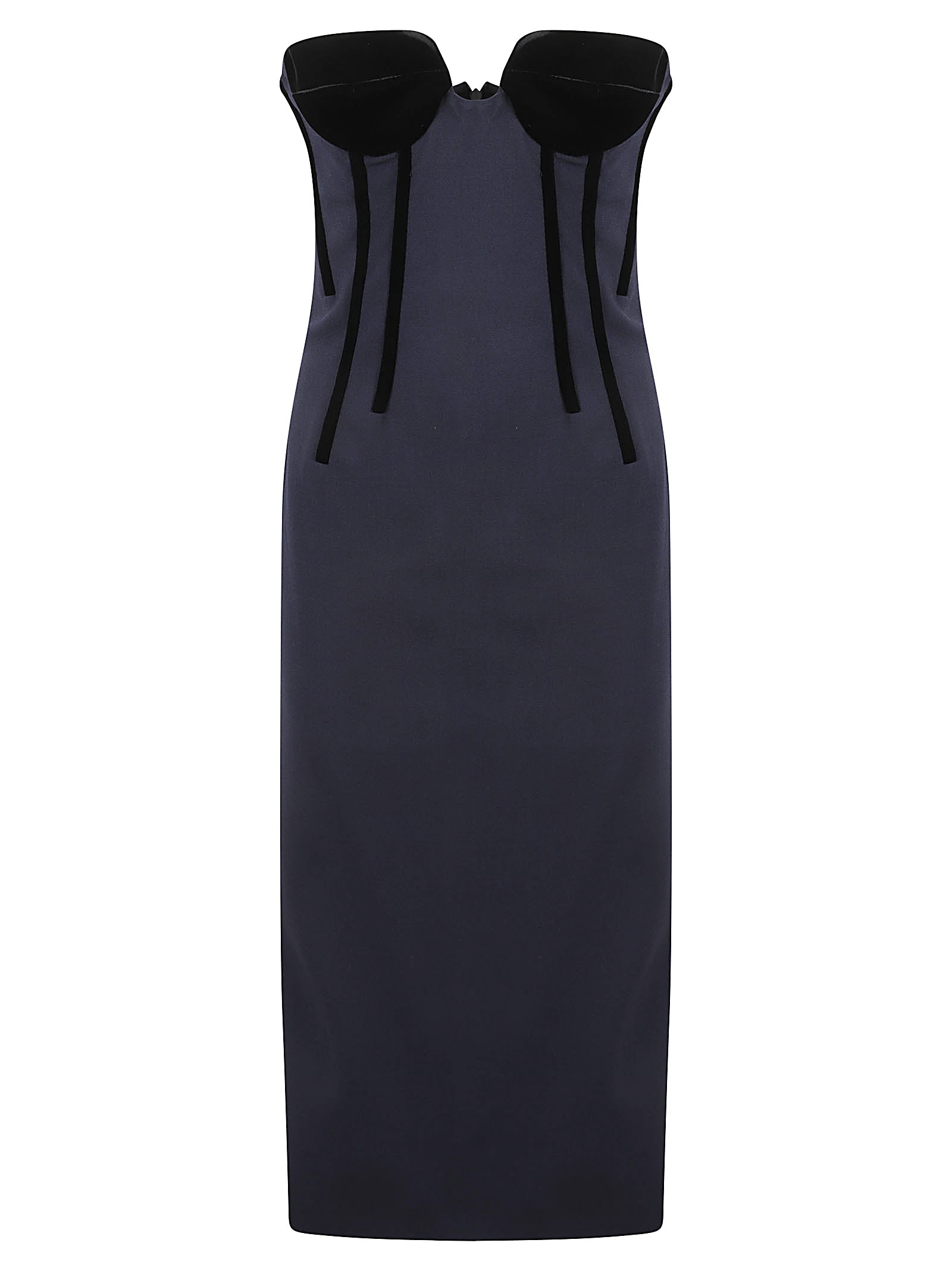 Sportmax Anemone Wool-blend Bustier Midi Dress In Blue