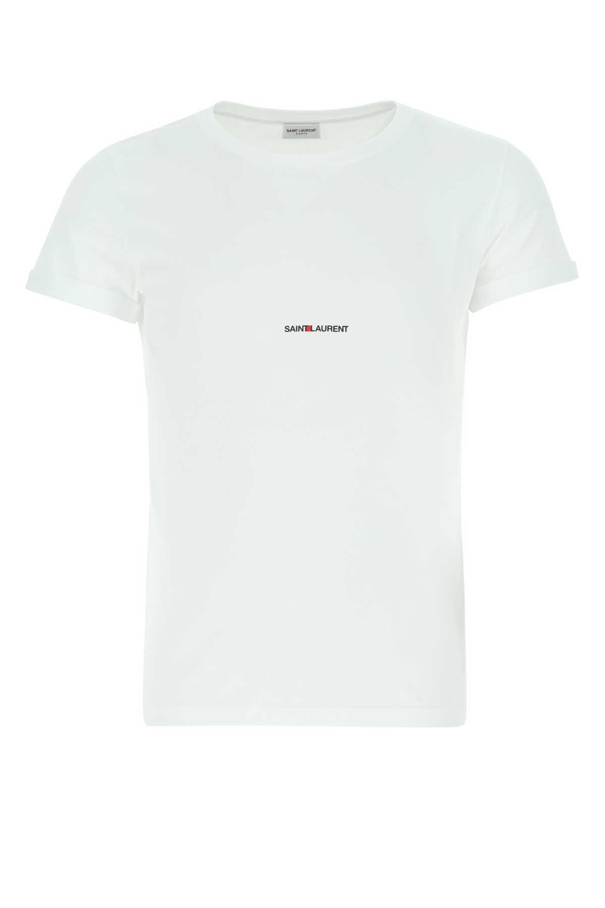 Shop Saint Laurent White Cotton T-shirt In 9000