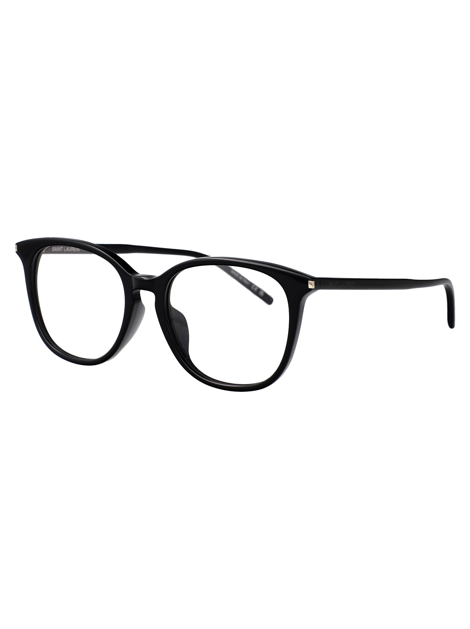 Saint Laurent Black-black-transparent Acetate Glasses In Multi