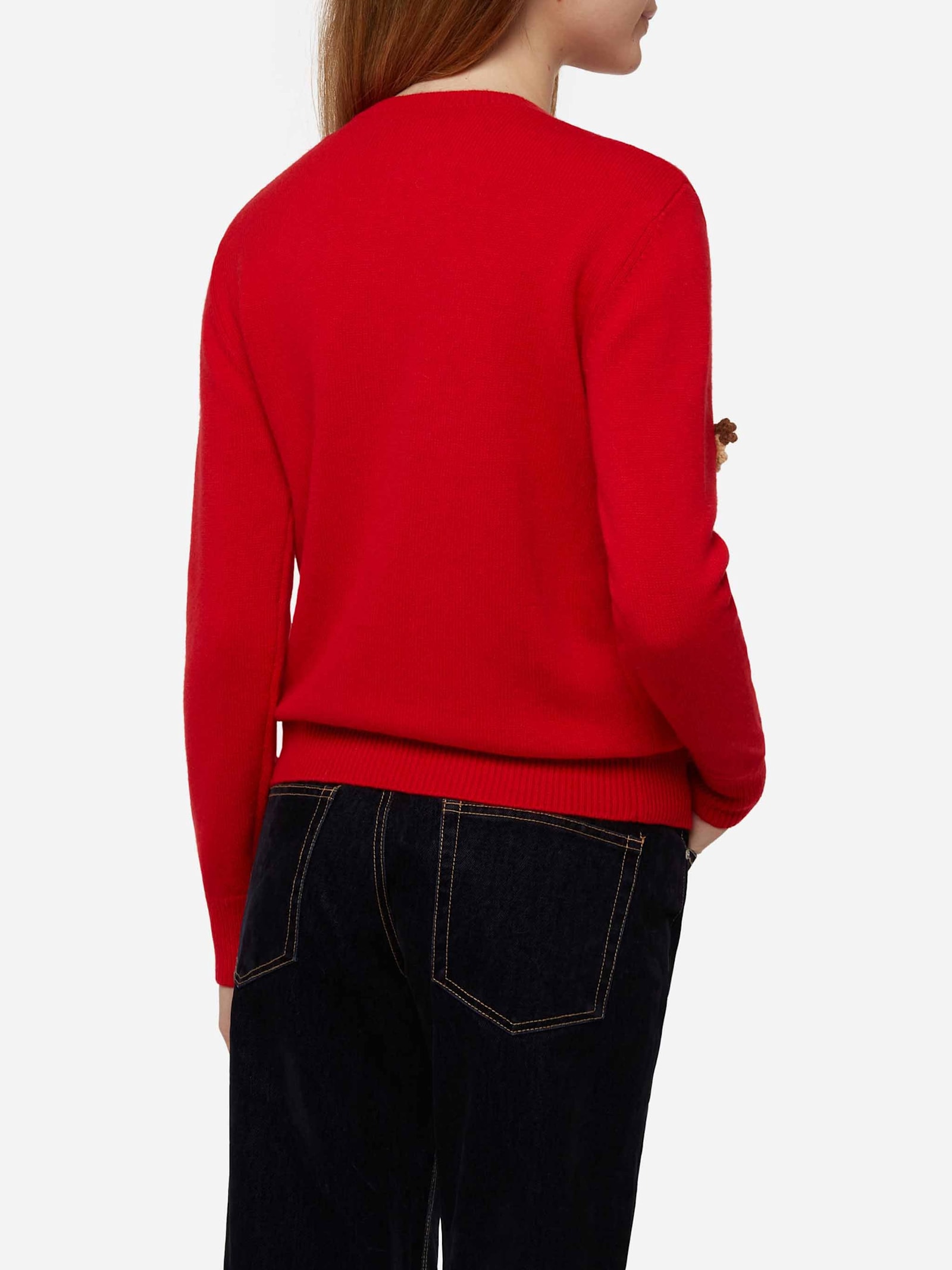 Mc2 Saint Barth Woman Brushed Sweater With Christmas Patches Appliquèe In Red
