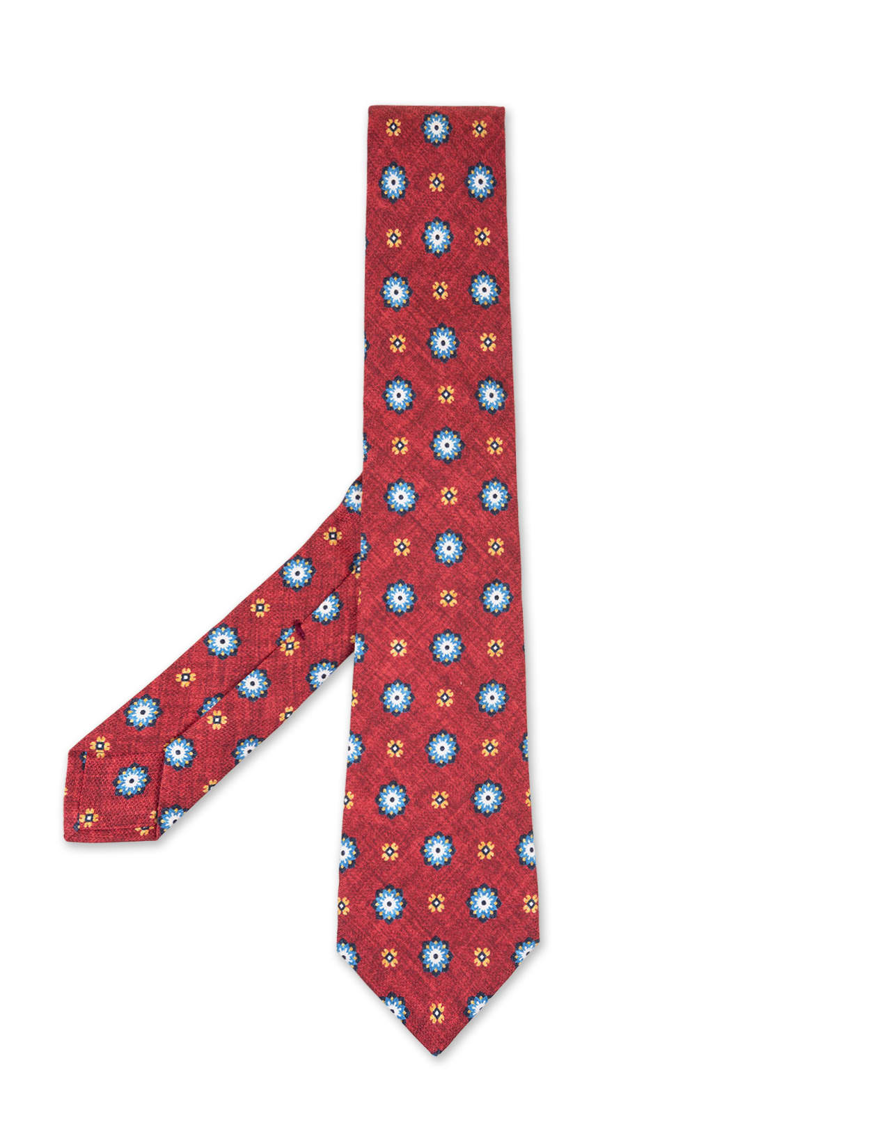 Shop Kiton Red Tie With Flower Pattern