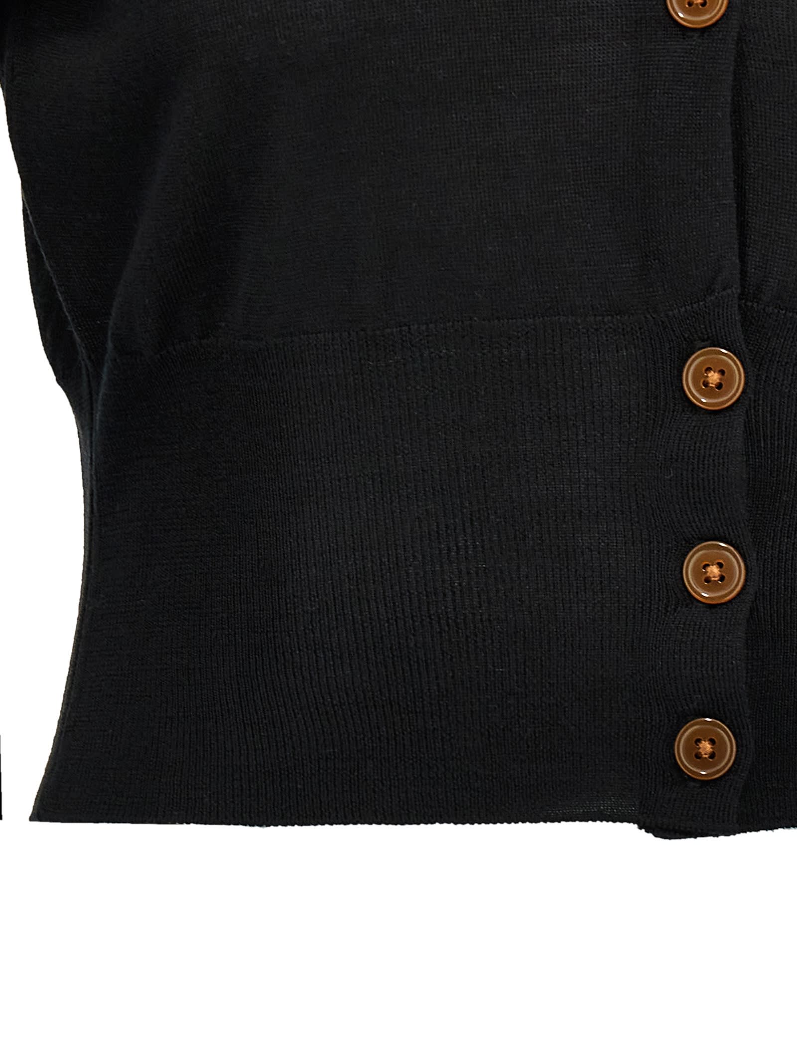 Vivienne Westwood Bea Black Cropped Cardigan With Round Neck And Front Orb Embroidery In Cotton Woman In Black