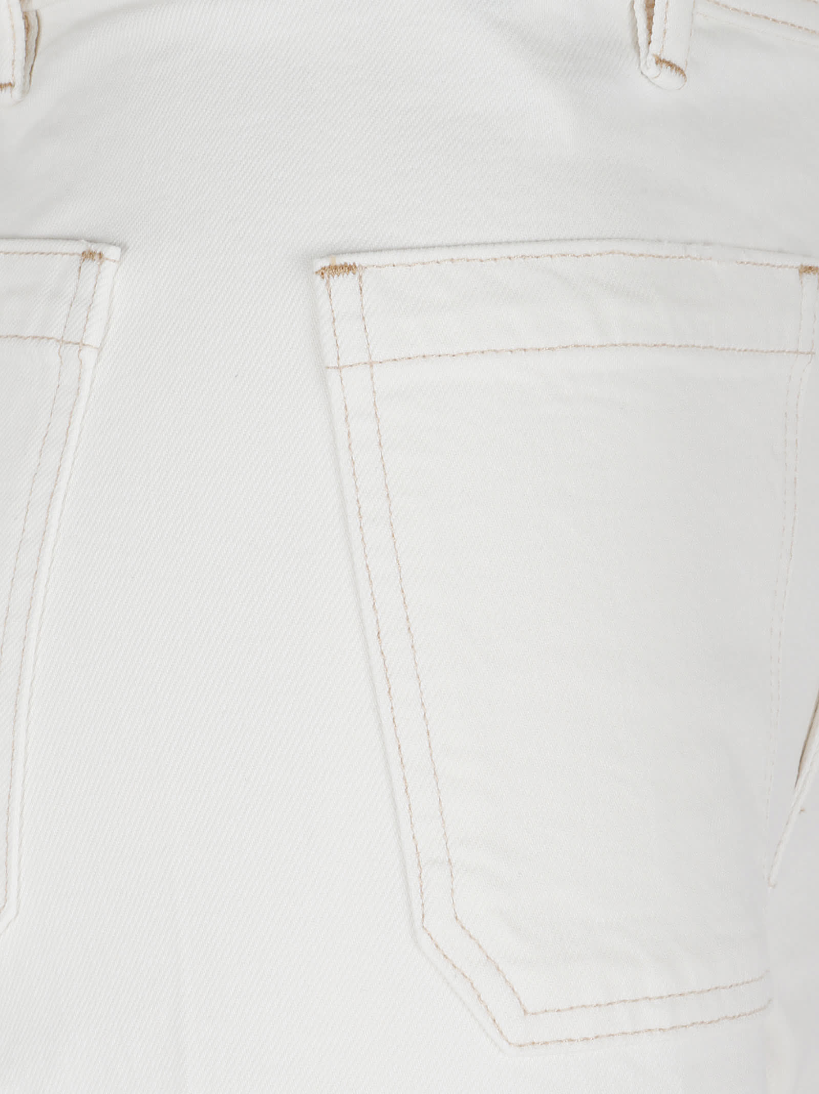 Polo Ralph Lauren High-waisted Wide-leg Denim Trousers With Signature Logo Button In White