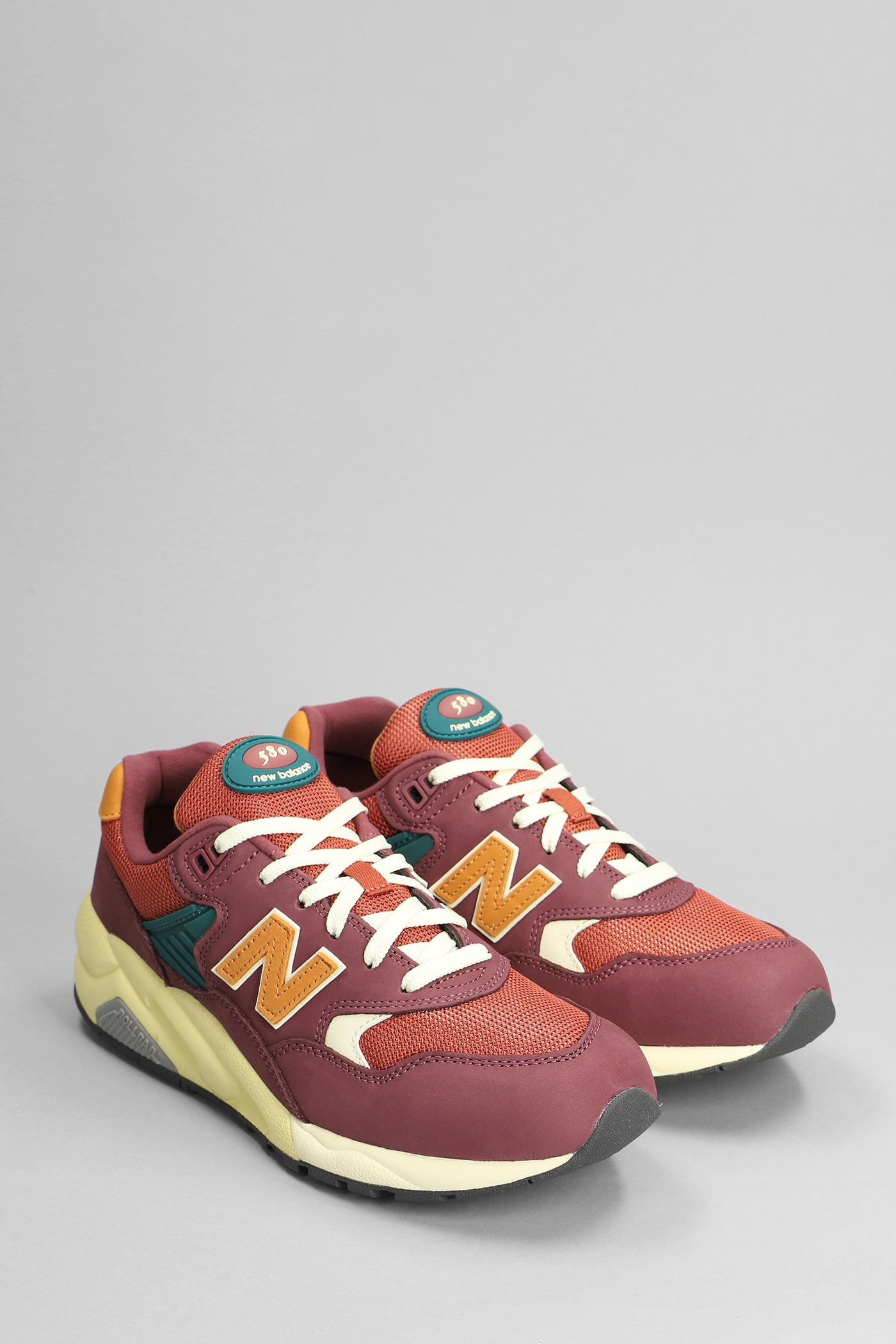 Shop New Balance 580 Sneakers In Bordeaux Leather And Fabric