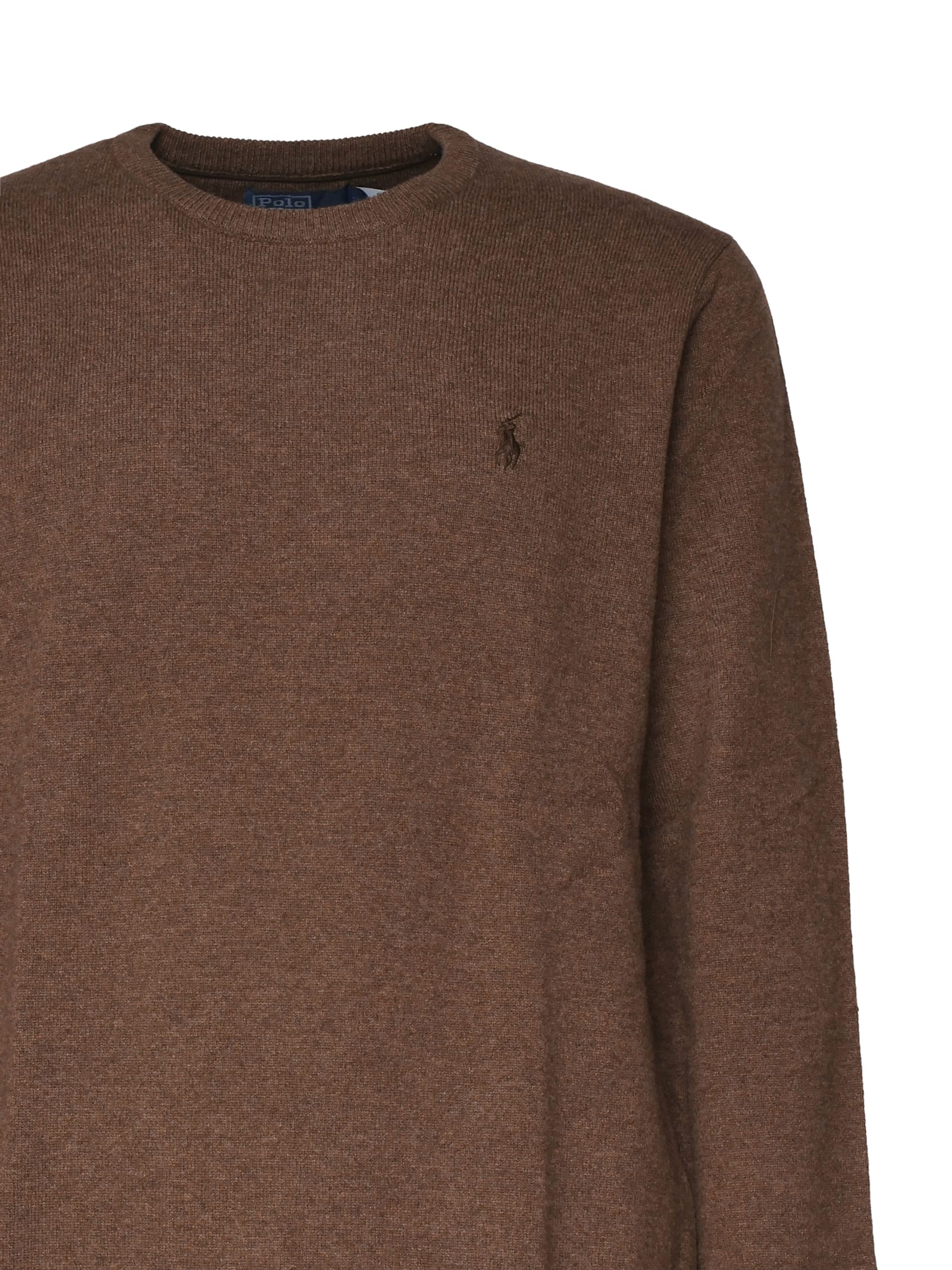 Shop Polo Ralph Lauren Polo Pony Embroidered Knitted Jumper In Brown