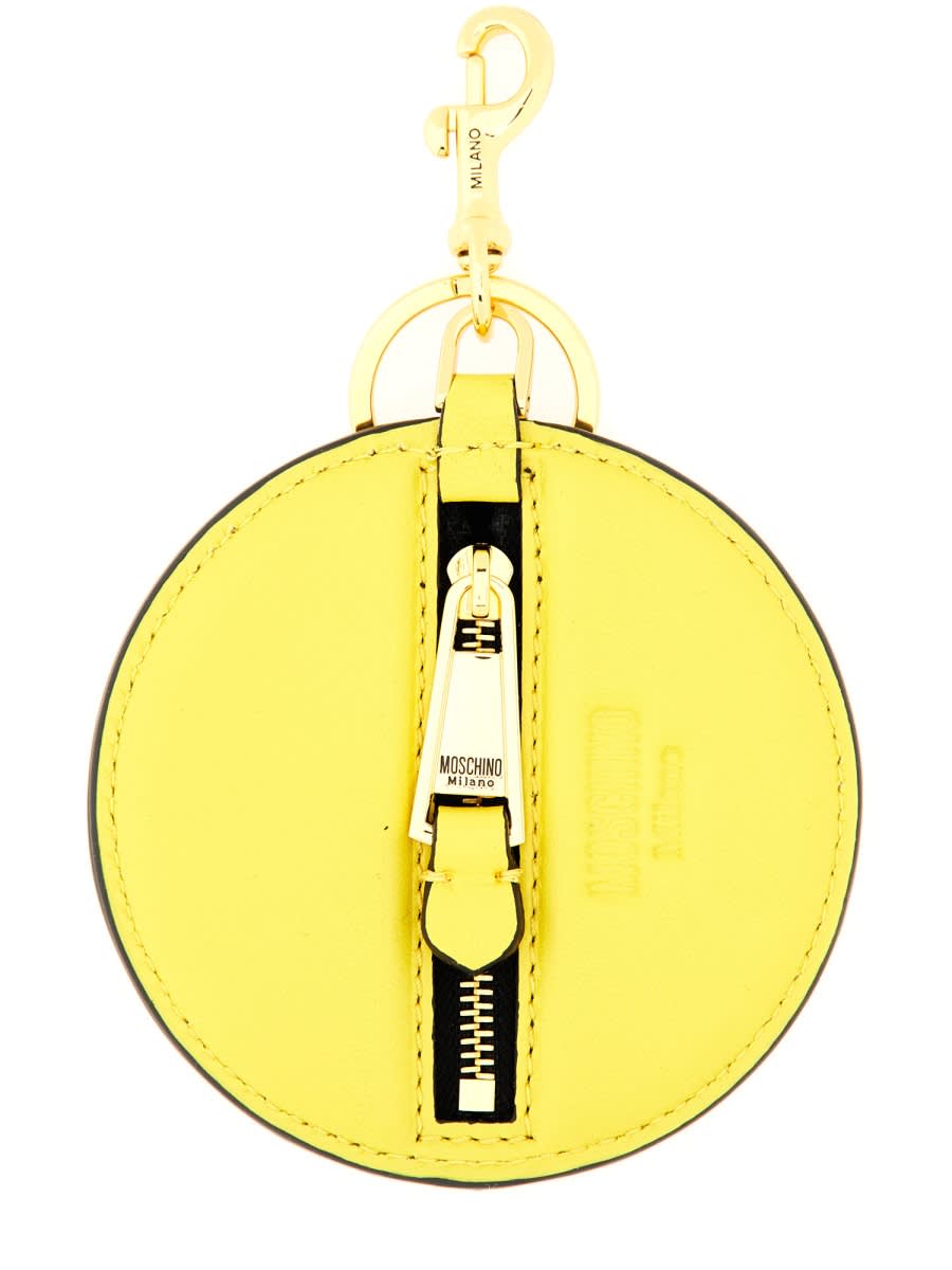 Shop Moschino Smile Keychain In Yellow