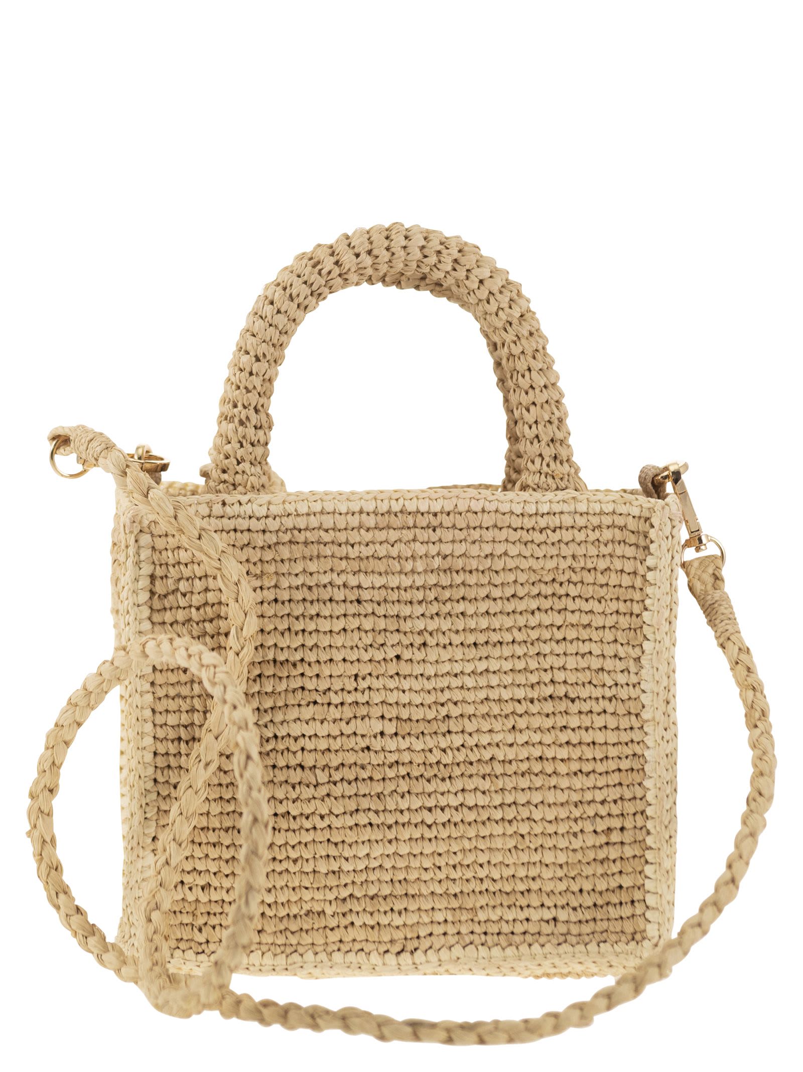 Shop Mc2 Saint Barth Vanity - Mini Raffia Bag With Embroidery In Natural
