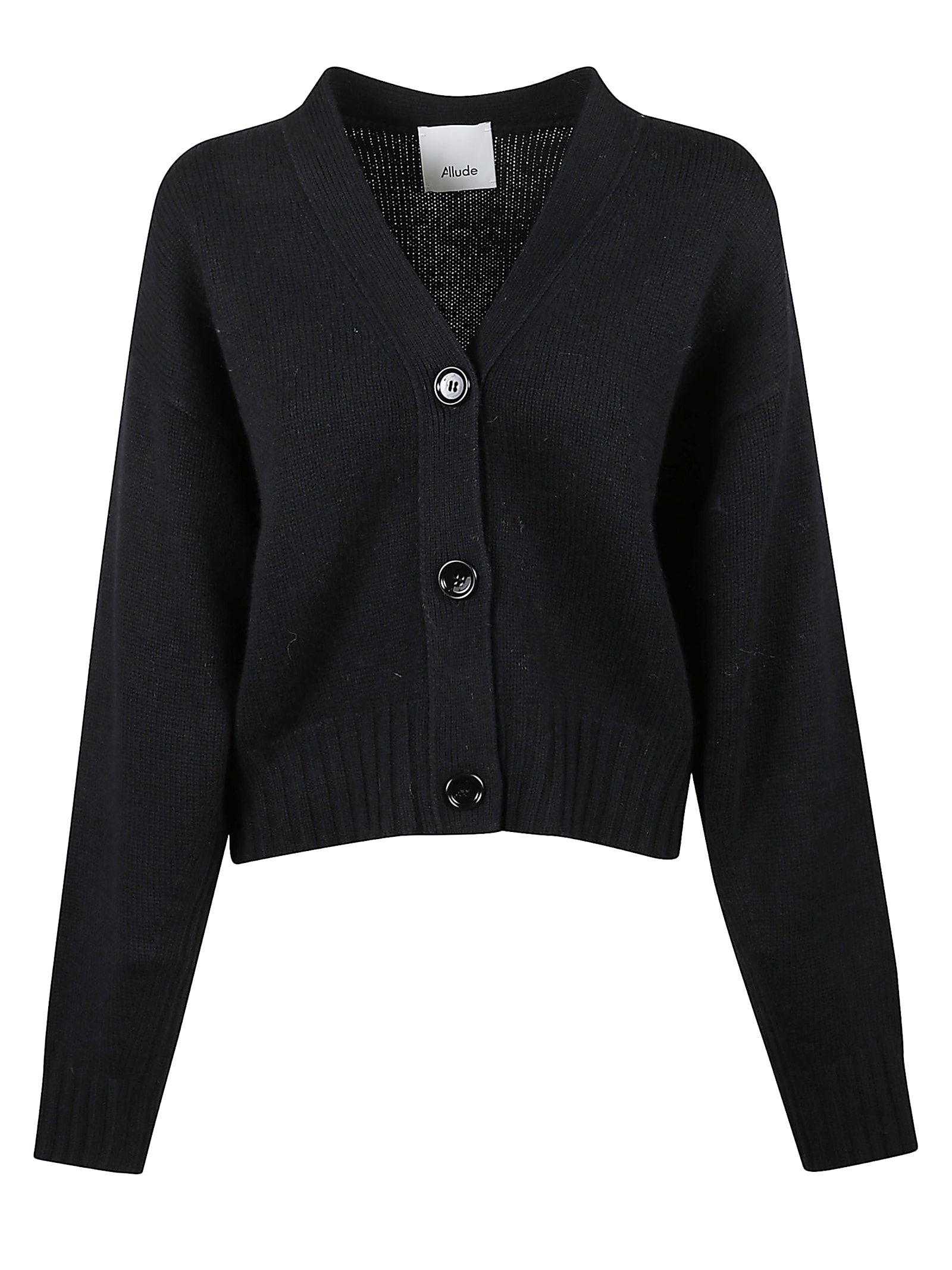 Allude Wool And Cashmere V-cardigan In Black