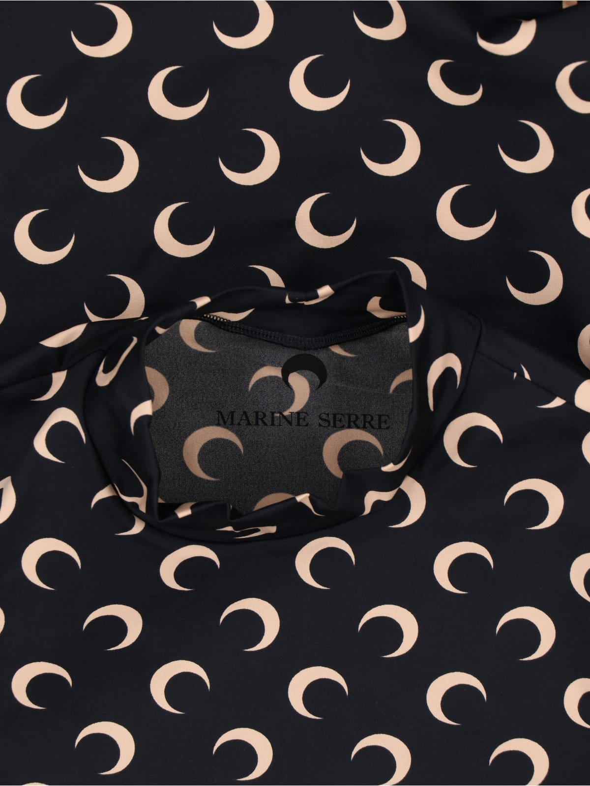 Marine Serre Crescent Print Turtleneck Long-sleeve Top In Black