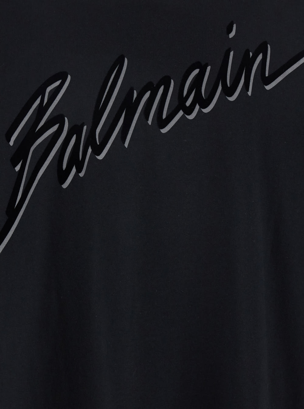 Balmain Men Black T-shirt With Logo Lettering On The Front In Cotton Man In Black