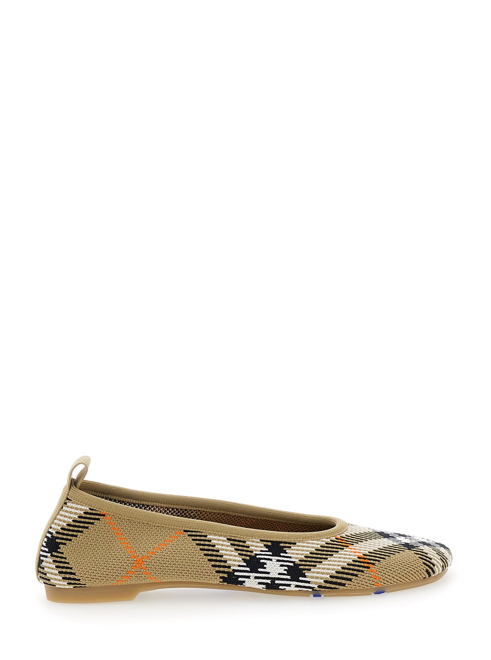 Shop Burberry Textile Ballerina In Beige