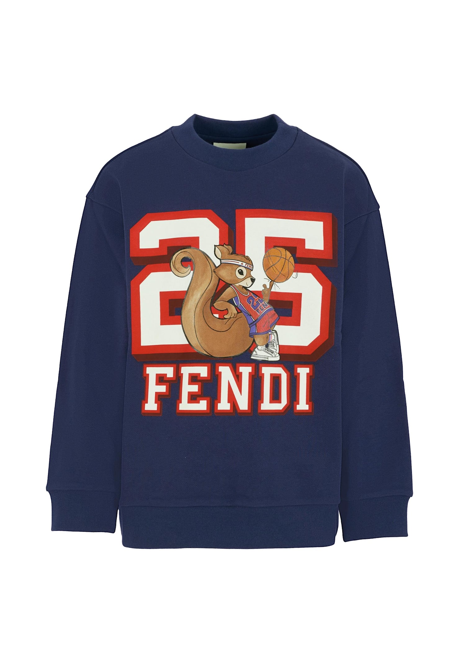 Fendi Blue Sweatshirt For Kids With Squirrel In Blue