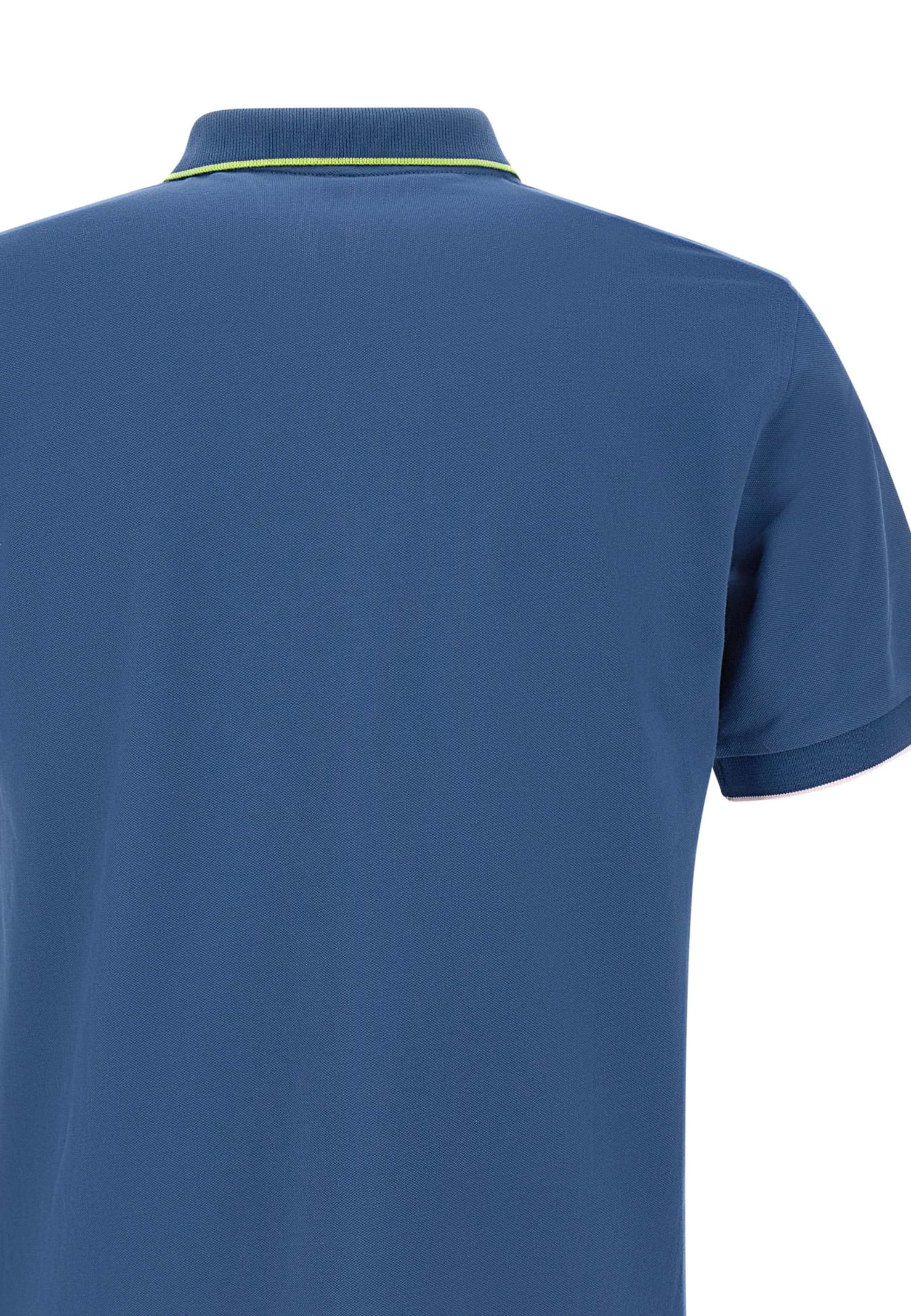 Shop Sun 68 Small Stripe Cotton Polo Shirt In Blue