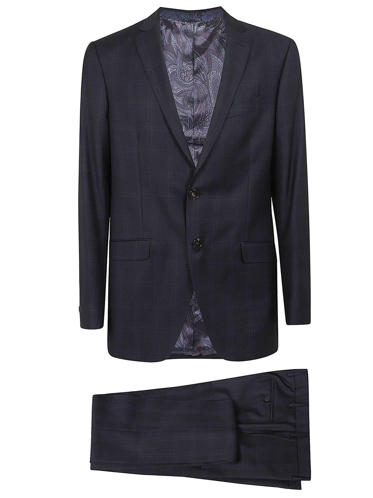 ETRO SINGLE-BREASTED PRESSED CREASE TAILORED SUIT 