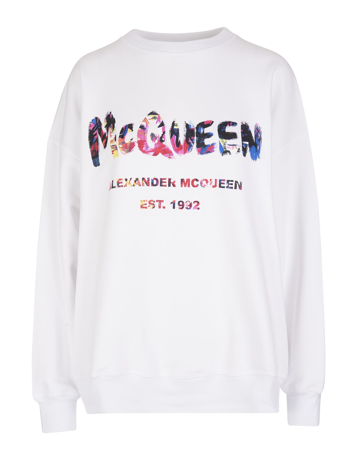 Alexander McQueen Woman White Mcqueen Graffiti Oversize Sweatshirt