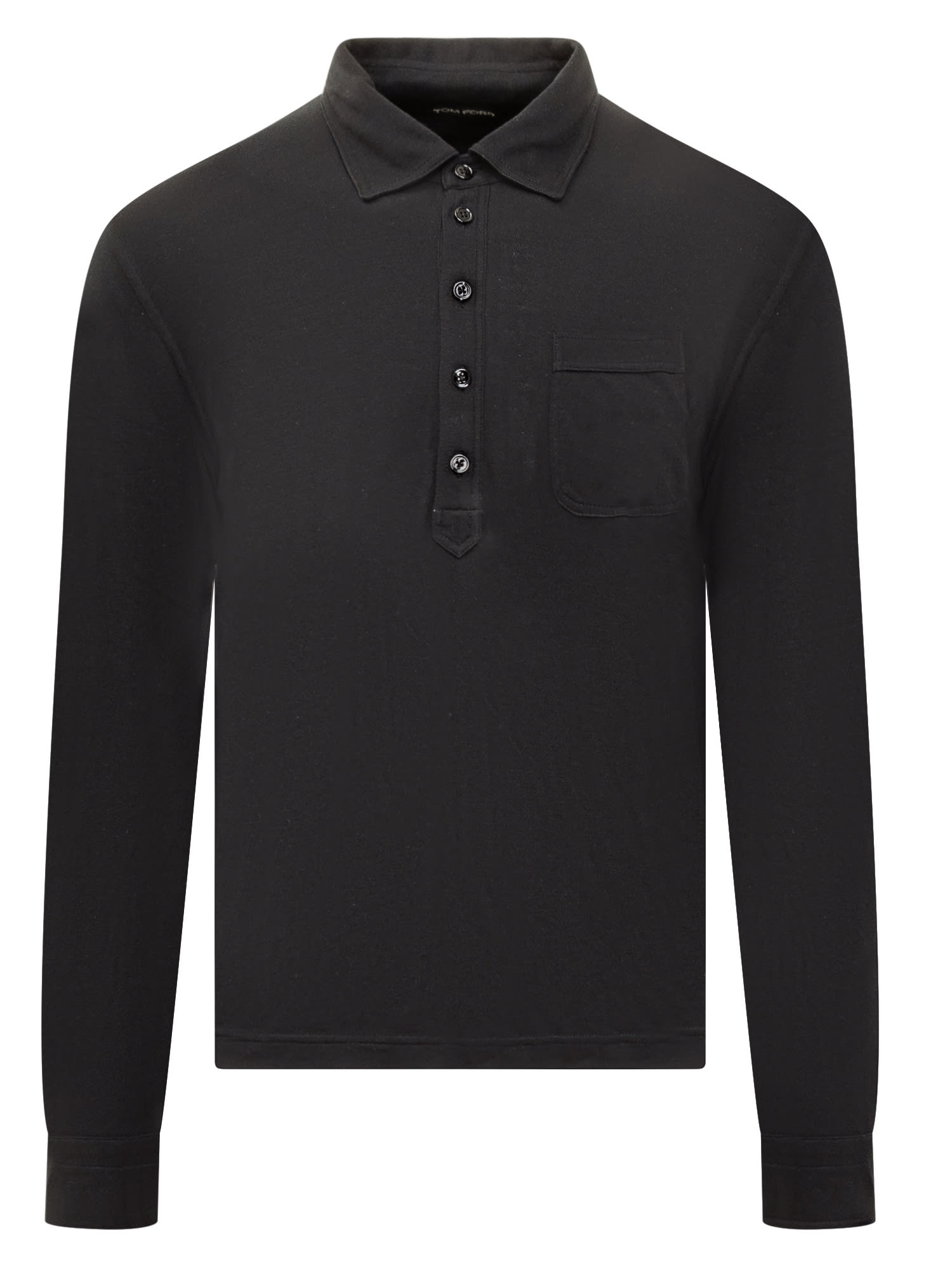 Black Polo Shirt In Cotton Blend Man