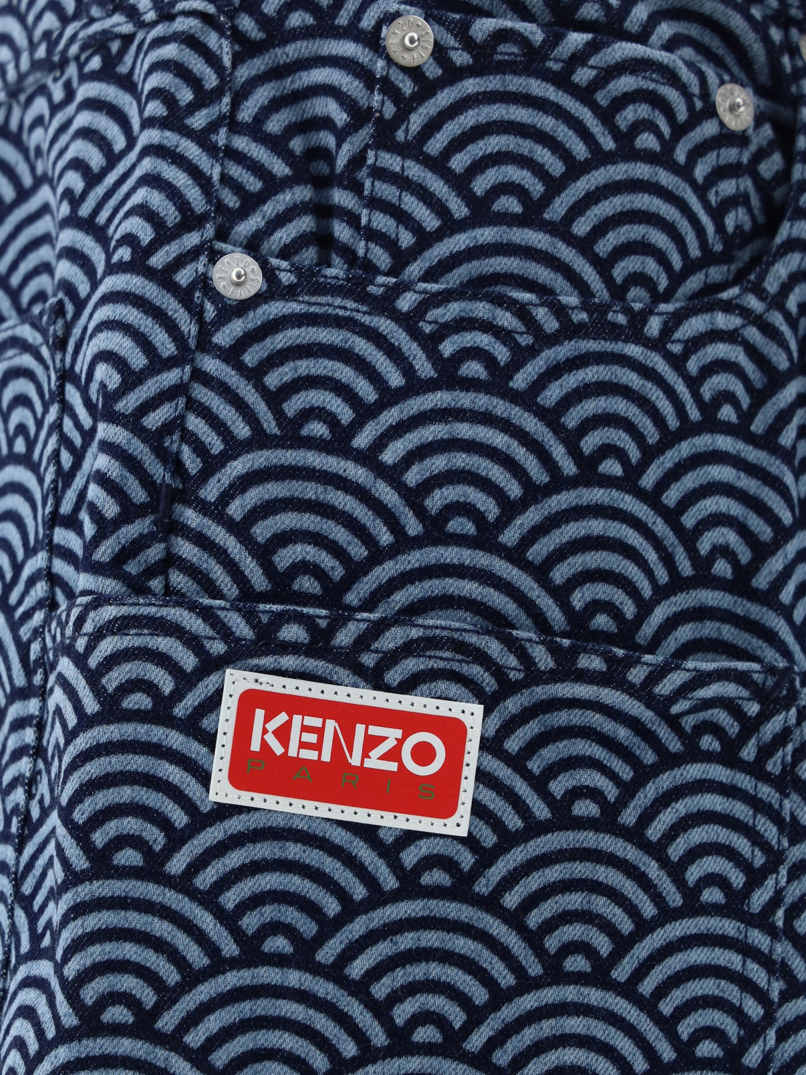 KENZO PRINTED DENIM CARGO JEANS