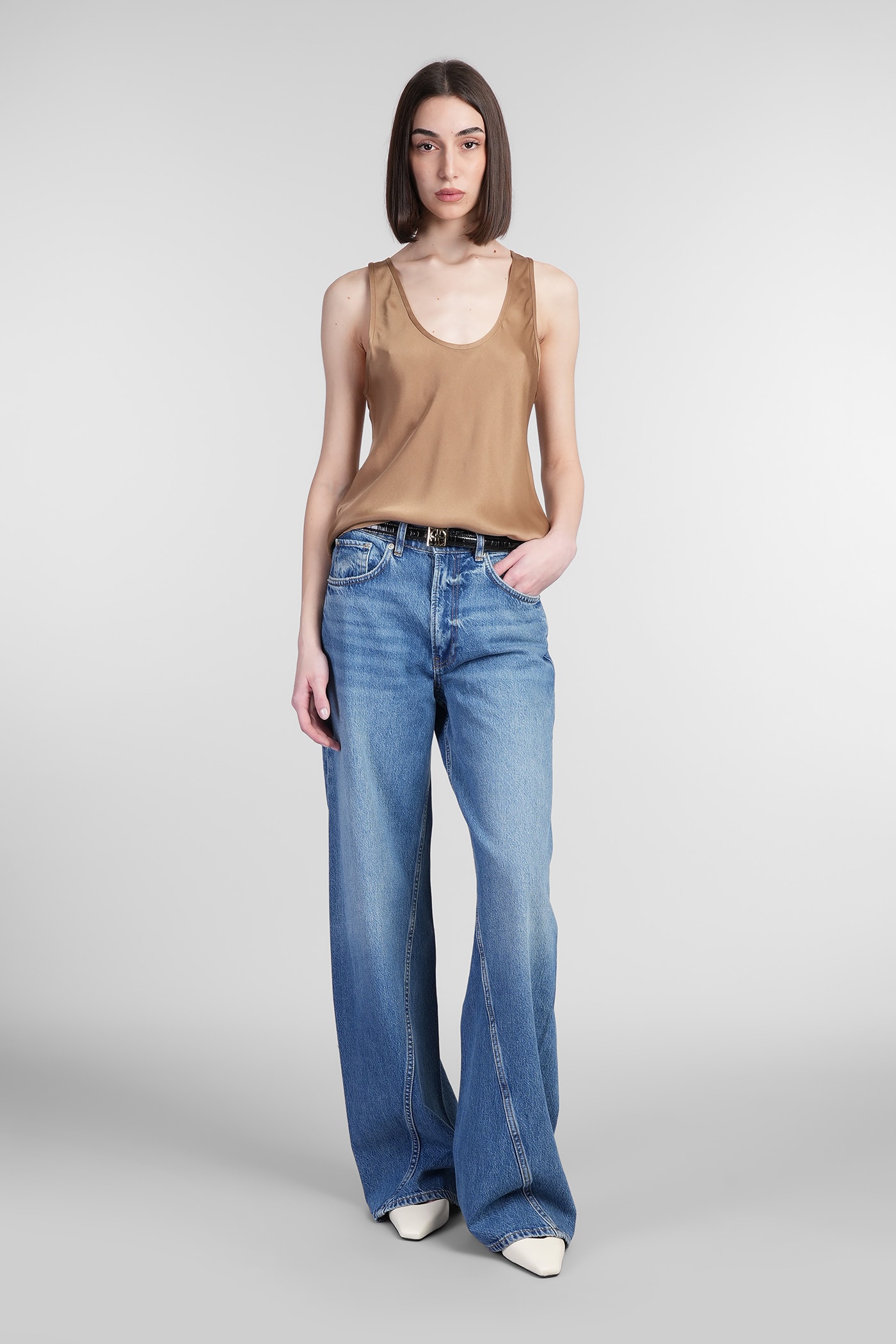 Anine Bing Lea Silk Scoop-neck Tank Top In Brown