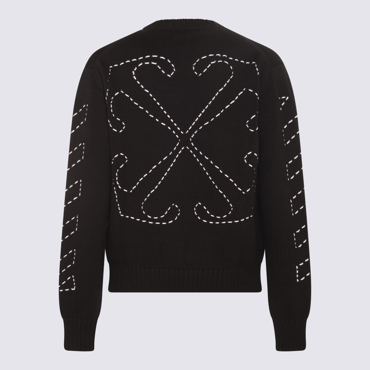 Shop Off-white Black Cotton Blend Stitch Arrows Diag Sweater