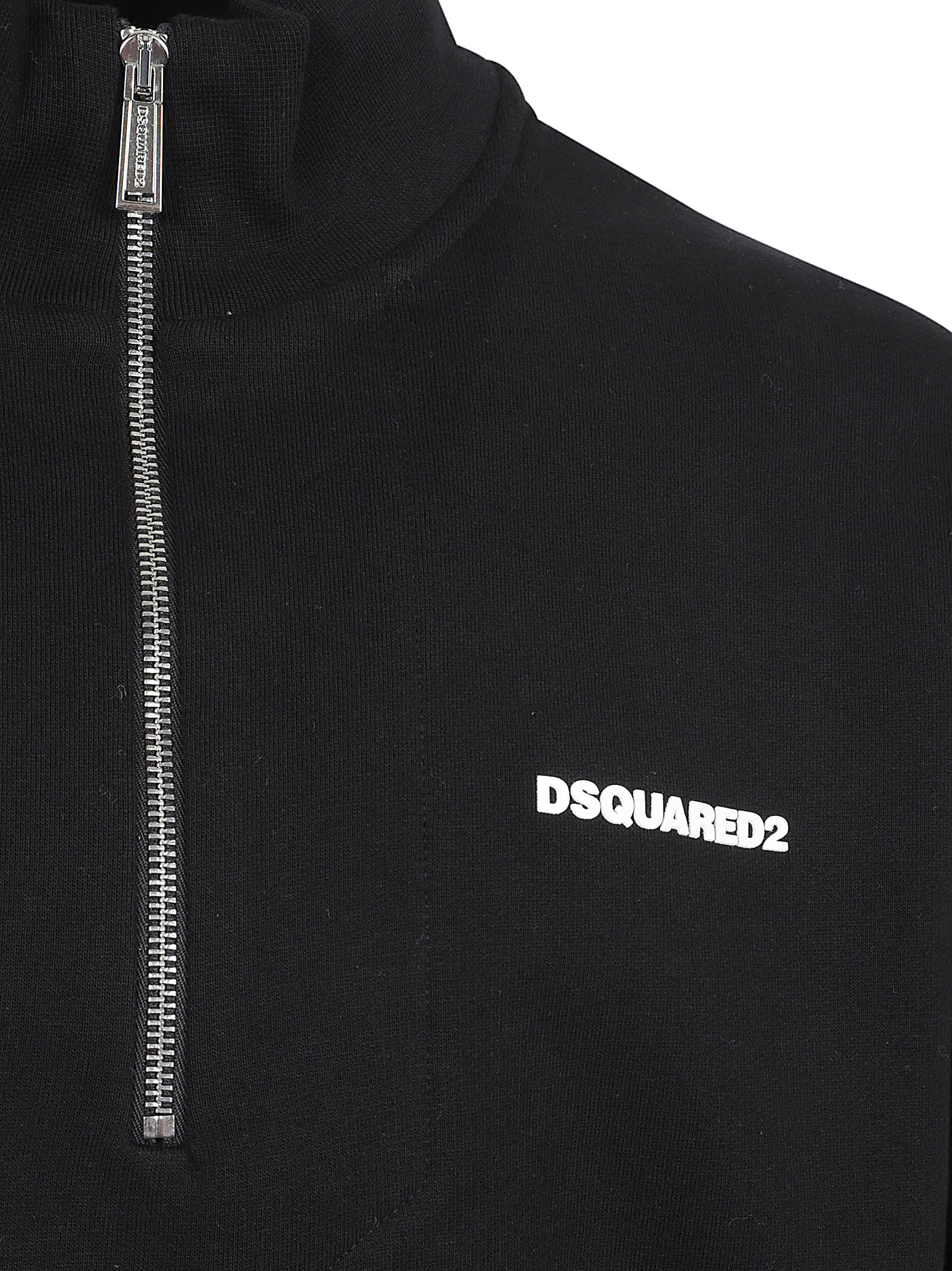 Dsquared2 Black High Neck Sweatshirt With Lettering Logo On The Front In Cotton Man In Black