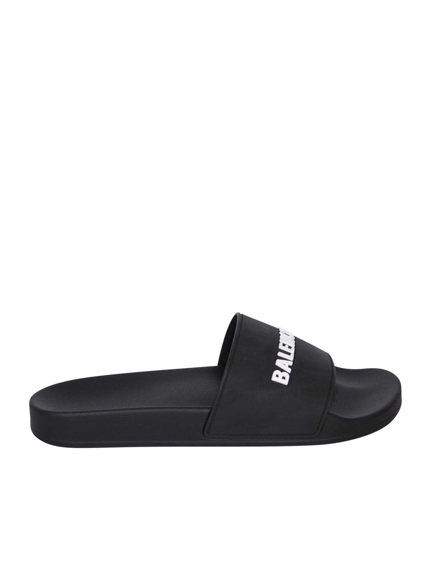 Balenciaga Logo-embossed Pool Slides In Black