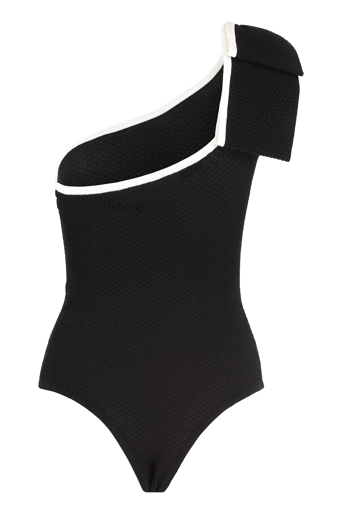 Elisabetta Franchi One-shoulder Textured Bodysuit