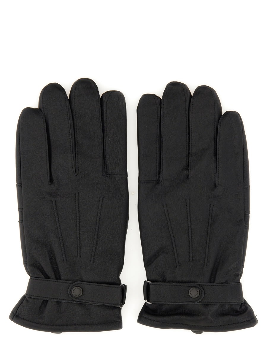 Shop Barbour Leather Gloves In Black