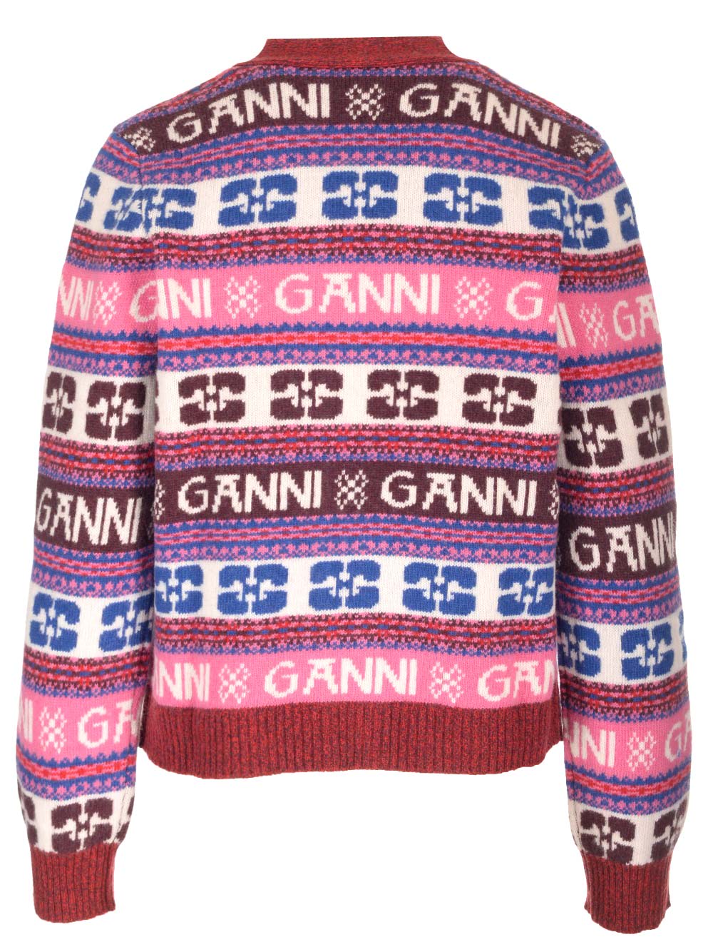 Shop Ganni Recycled Wool Cardigan In Multicolour