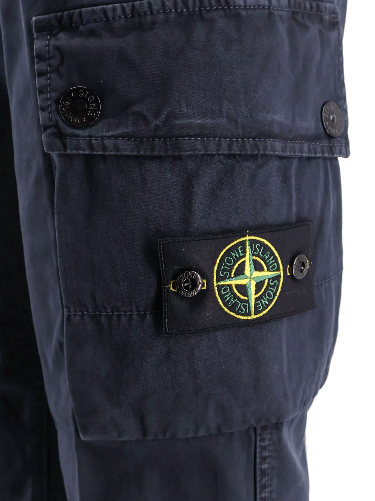 Stone Island Cotton Trousers With Cargo Pockets And Belt Loops