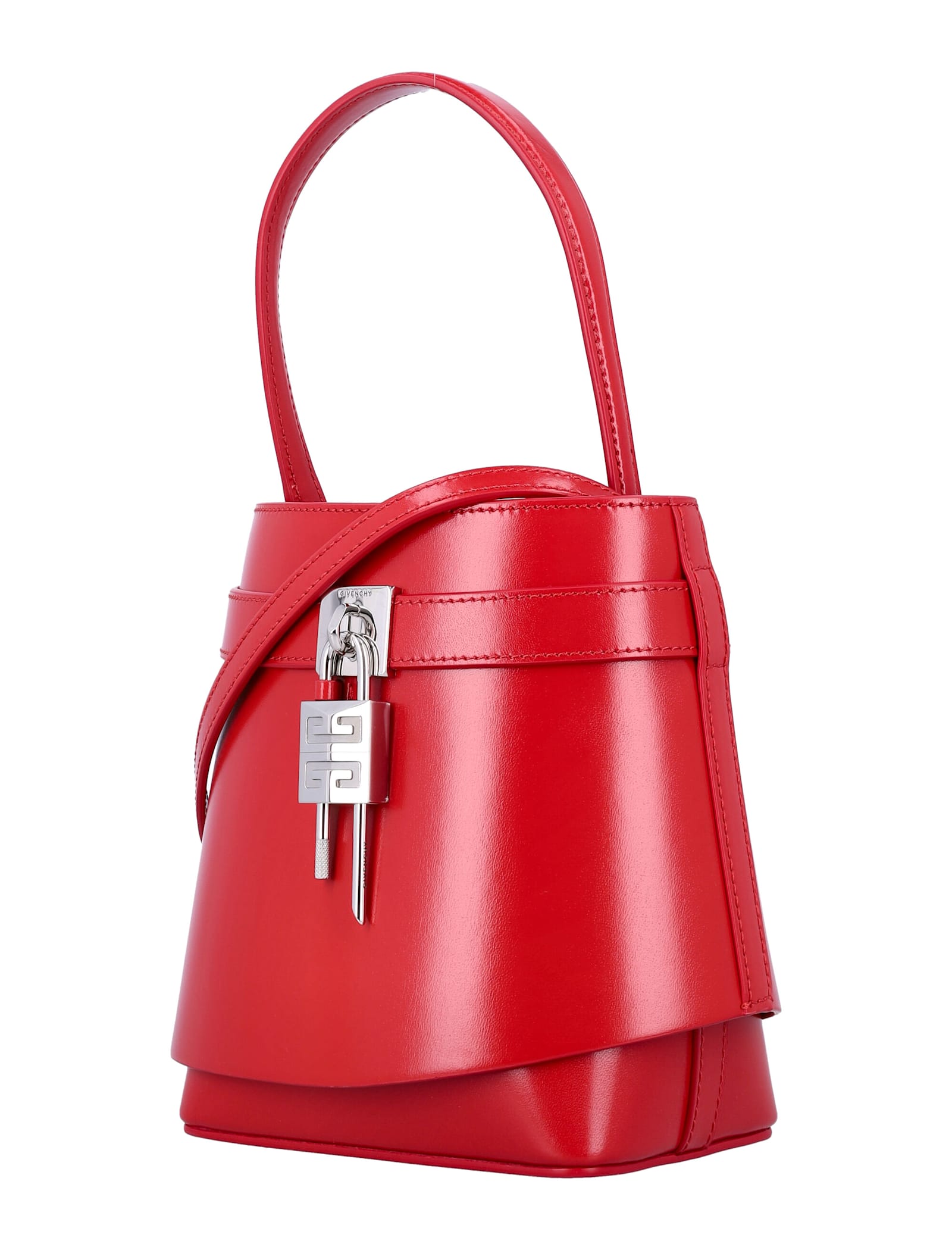 Shop Givenchy Shark Lock Bucket In Red