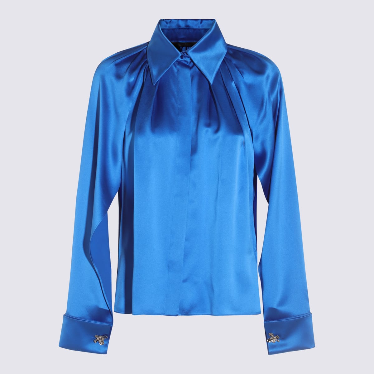 Max Mara Pleated Silk Shirt Buttoned Cuffs