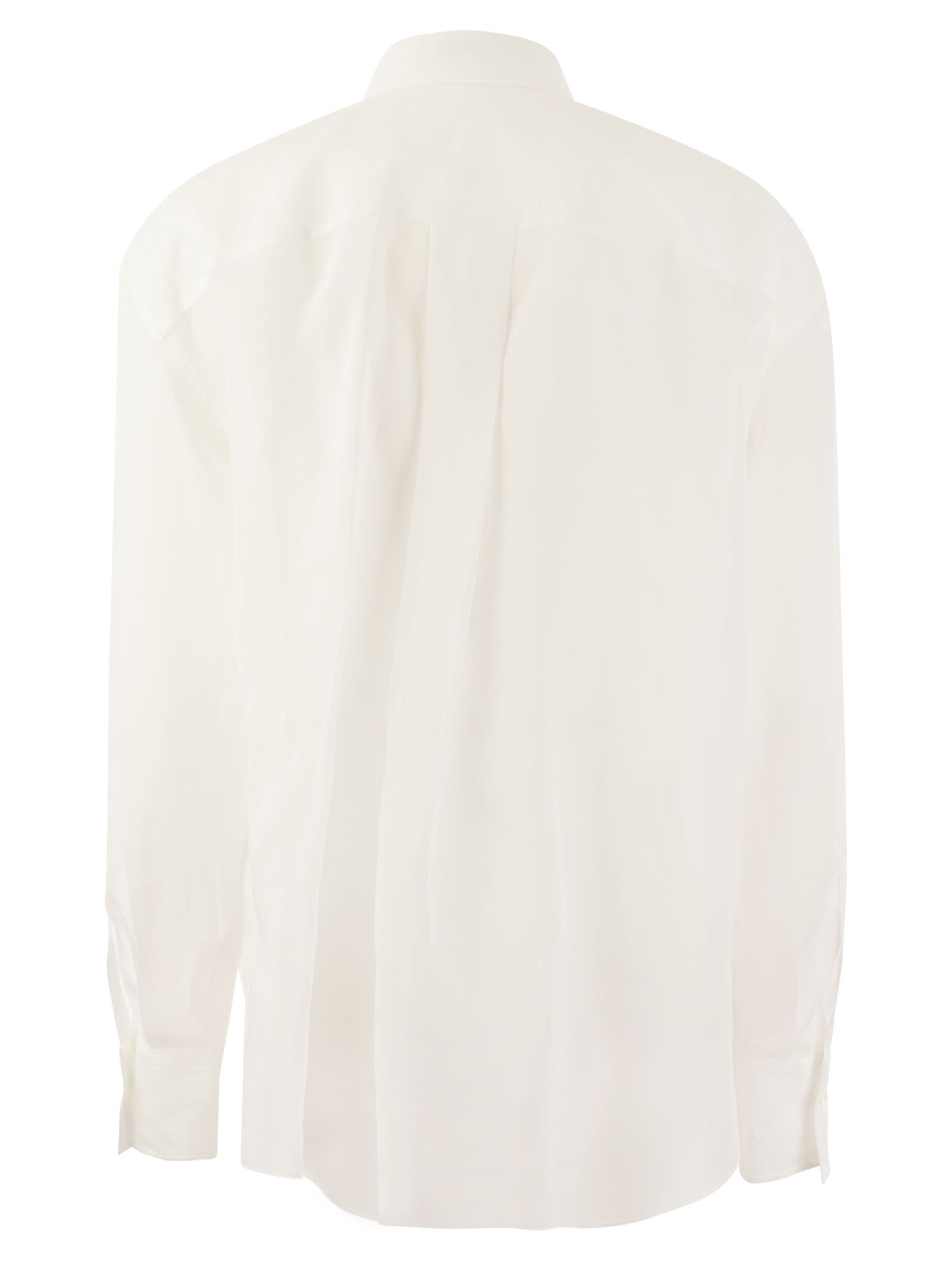 Shop Brunello Cucinelli Cotton Organza Shirt With Dazzling Magnolia Embroidery In White