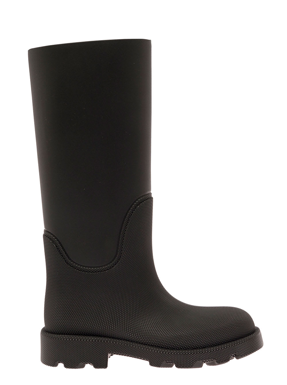 Shop Burberry Marsh Black Rainboots With Grained Texture In Rubber Woman