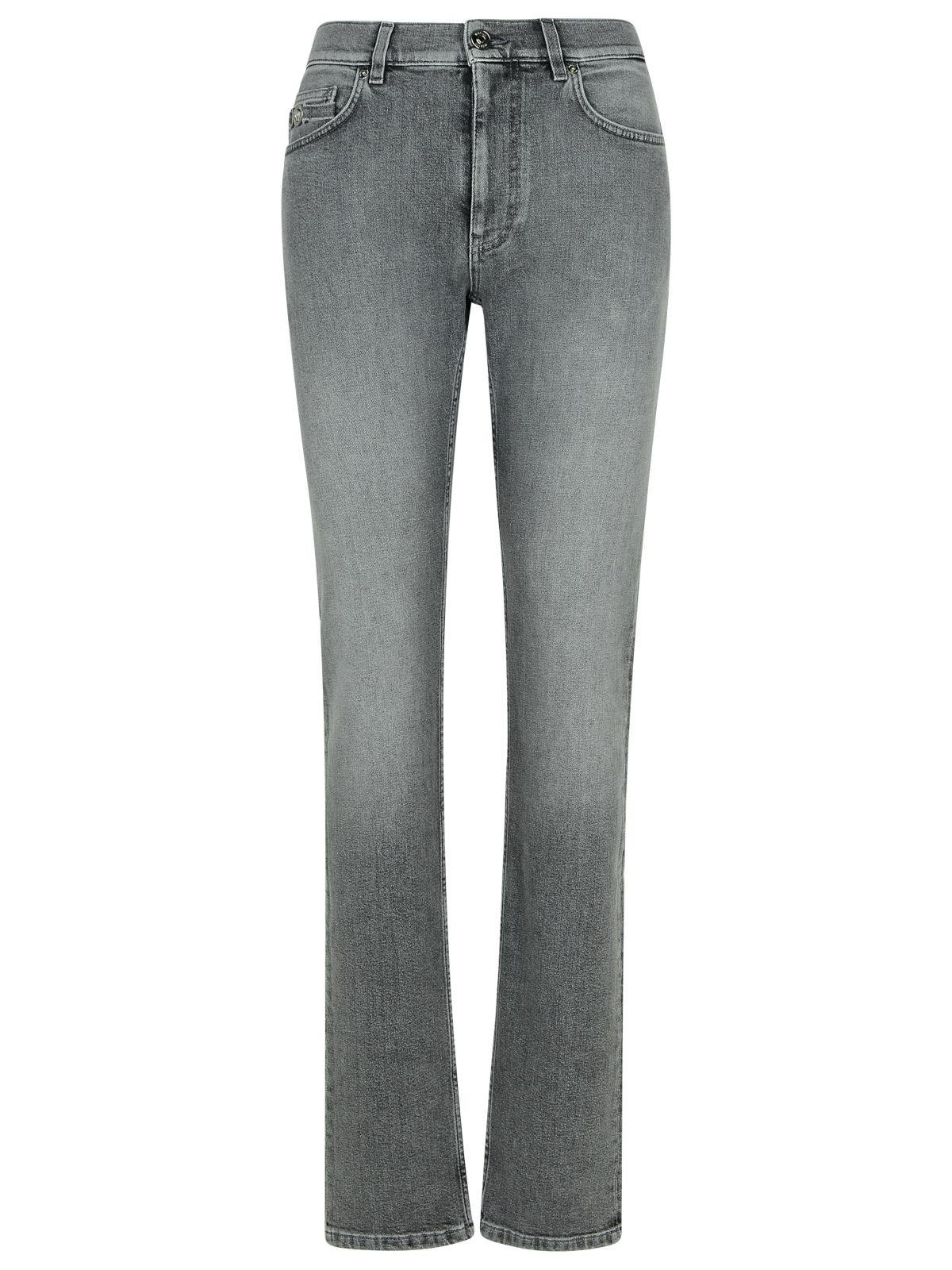 Shop Versace Logo-patch Skinny Jeans In Grigio Medio