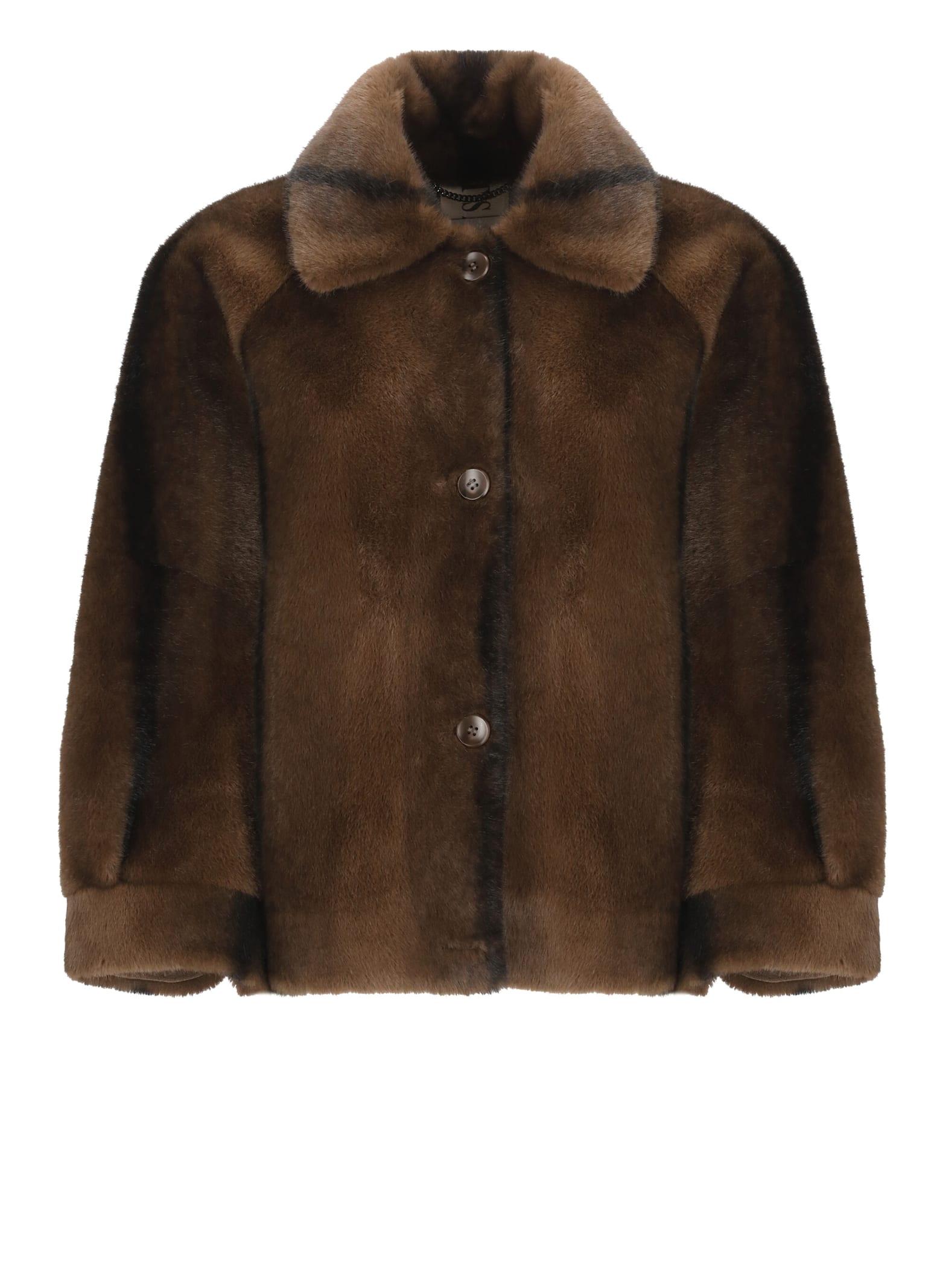 Shop Valentini 1972 Synth Fur Coat In Brown