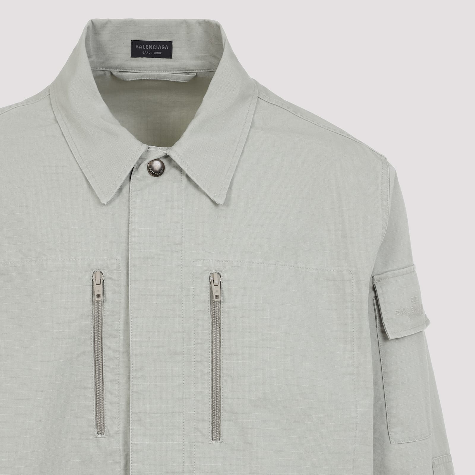 Balenciaga Men's Cotton Shirt Jacket In Military Beige