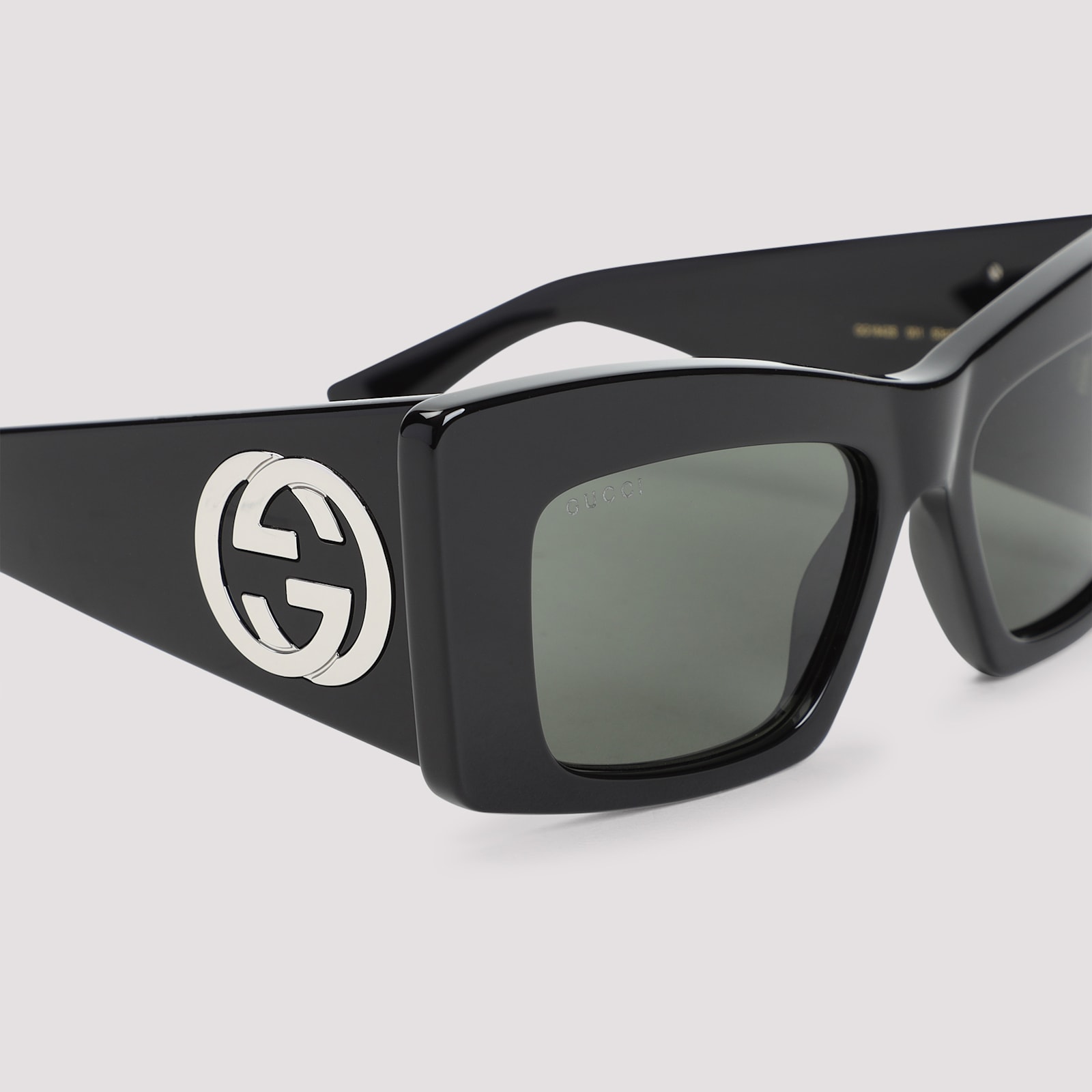 Gucci Oversized Square Frame Sunglasses With Iconic Logo In Black Green Grey