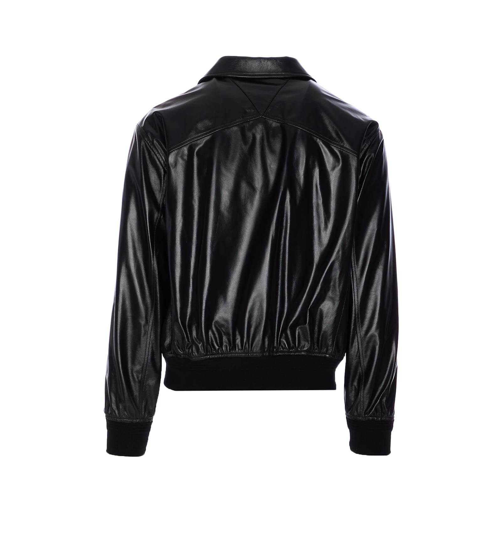 Bottega Veneta Nappa Leather Coat With Classic Collar In Black