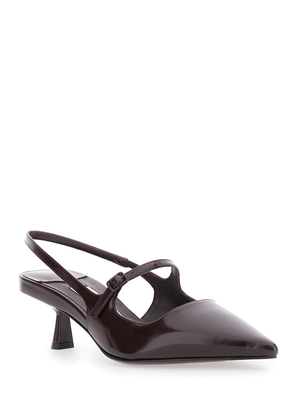Jimmy Choo Didi 45 Slingback In Brushed Leather In Burgundy