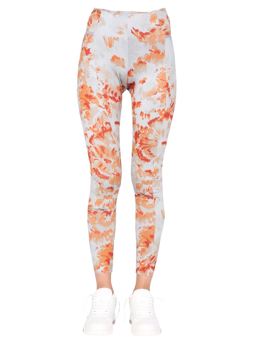 Off-white Leggings With Chine Flowers Motif In Metallic