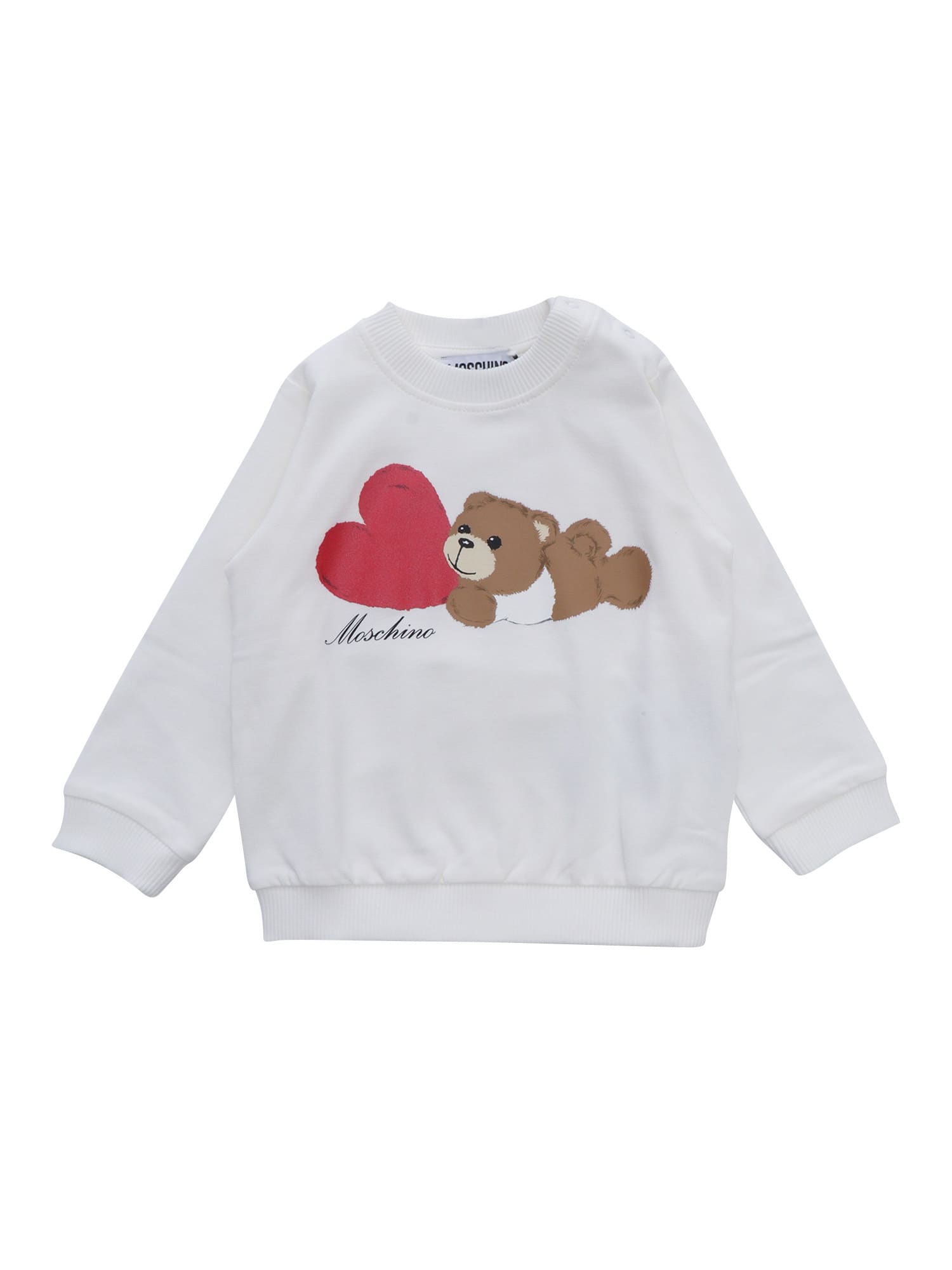 Moschino Babies' Teddy Heart Sweatshirt In White