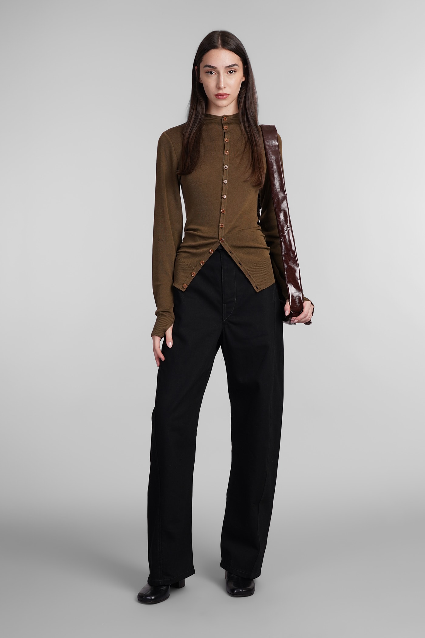 Shop Lemaire Cardigan In Brown Wool