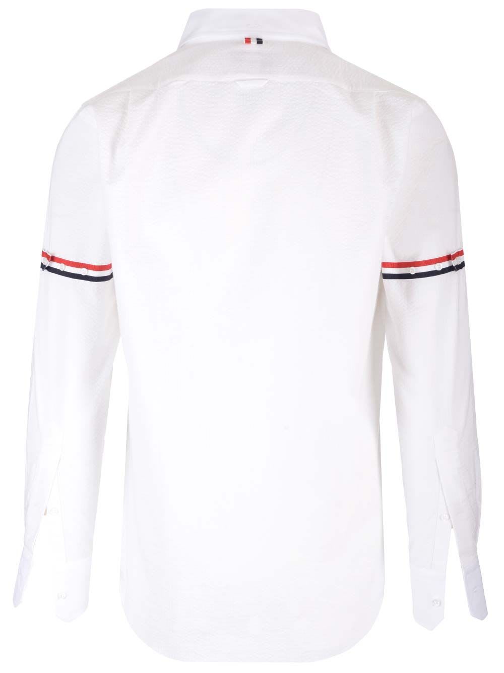 Shop Thom Browne White Shirt With Striped Bands