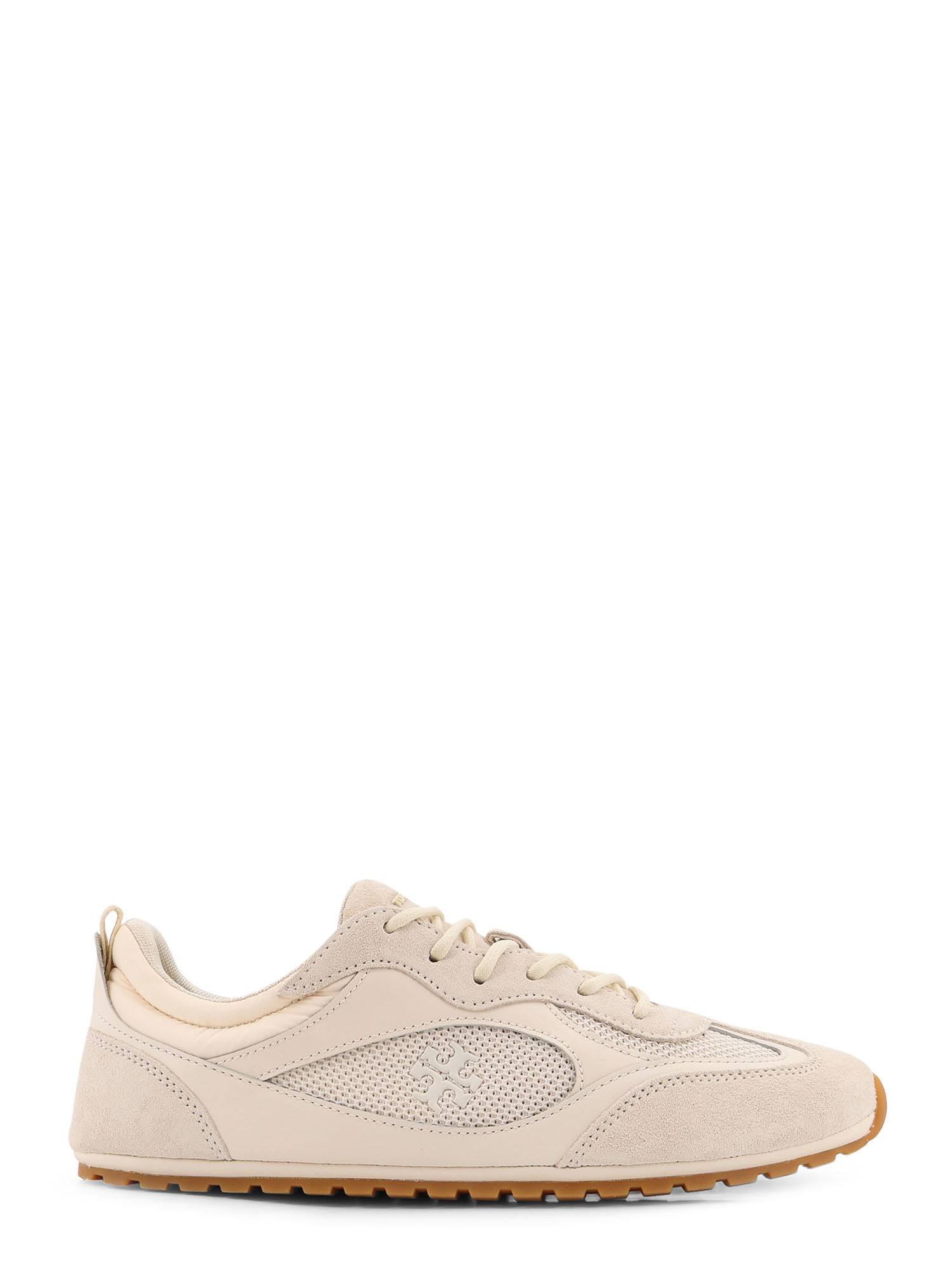 Tory Burch Field Suede Sneakers With Leather Inserts In Neutral