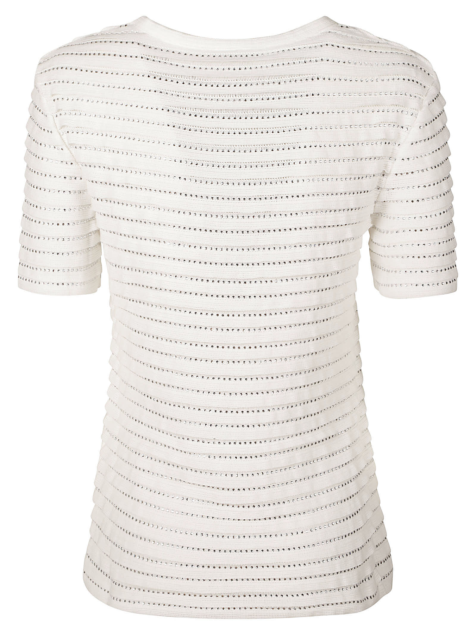Shop Ermanno Scervino Stripe Pattern Studded T-shirt In White