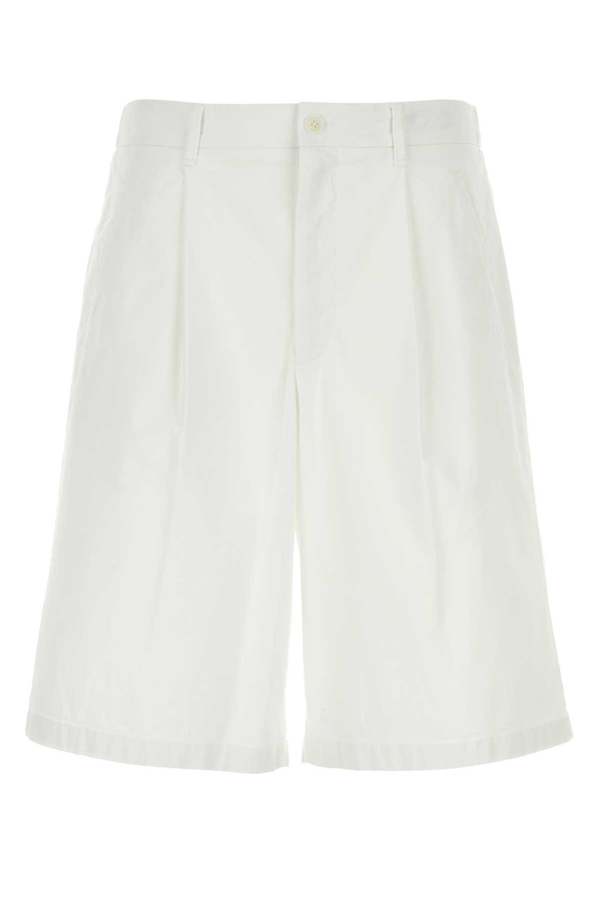 Giorgio Armani White Stretch Cotton Bermuda Shorts In Brilliantwhite